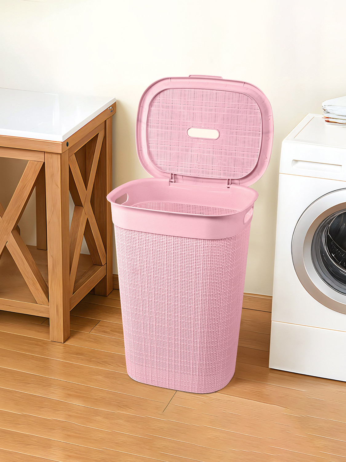 Image of HOMESTIC 55 L Pink Laundry Basket (Plastic)