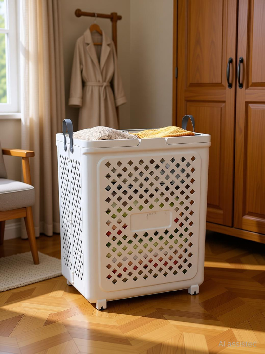 Image of Velfree 45 L White Laundry Basket