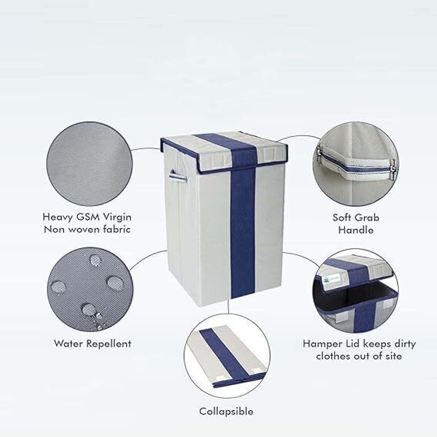 Image of Innaugural 68 L Grey, Blue Laundry Basket