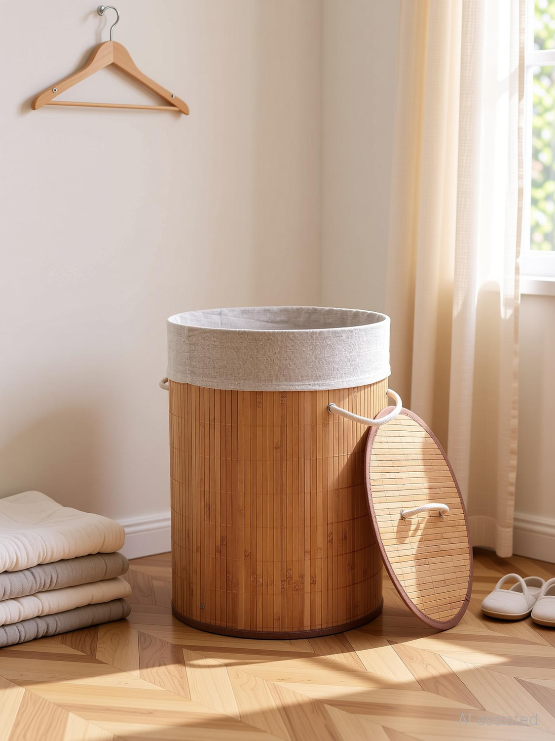Image of SAVYA HOME 57 L Beige Laundry Basket