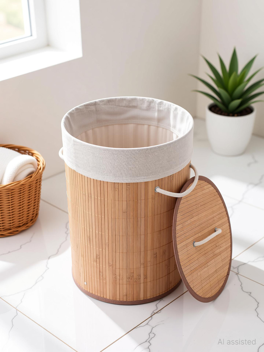 Image of SAVYA HOME 57 L Beige Laundry Basket
