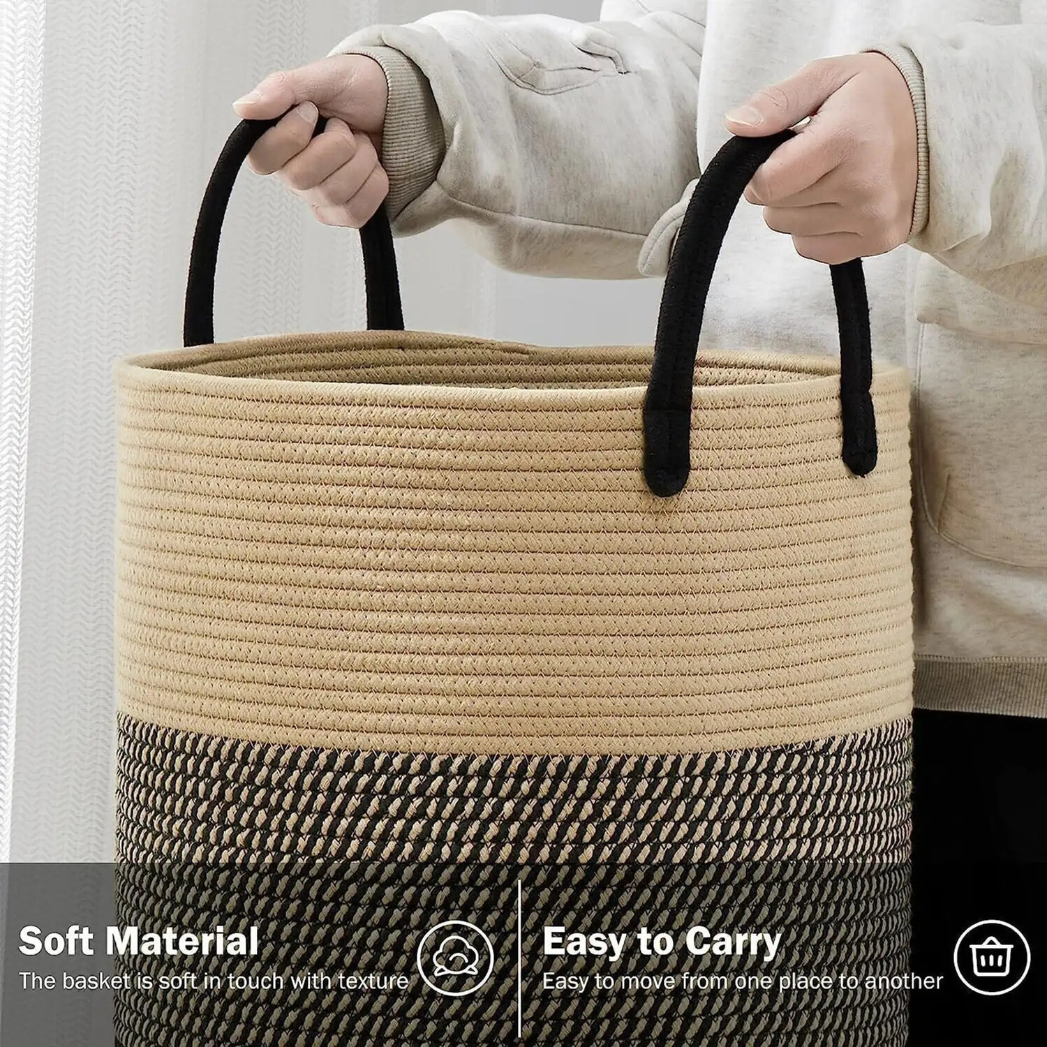 Image of FREEDOO 72 L Black, White Laundry Basket