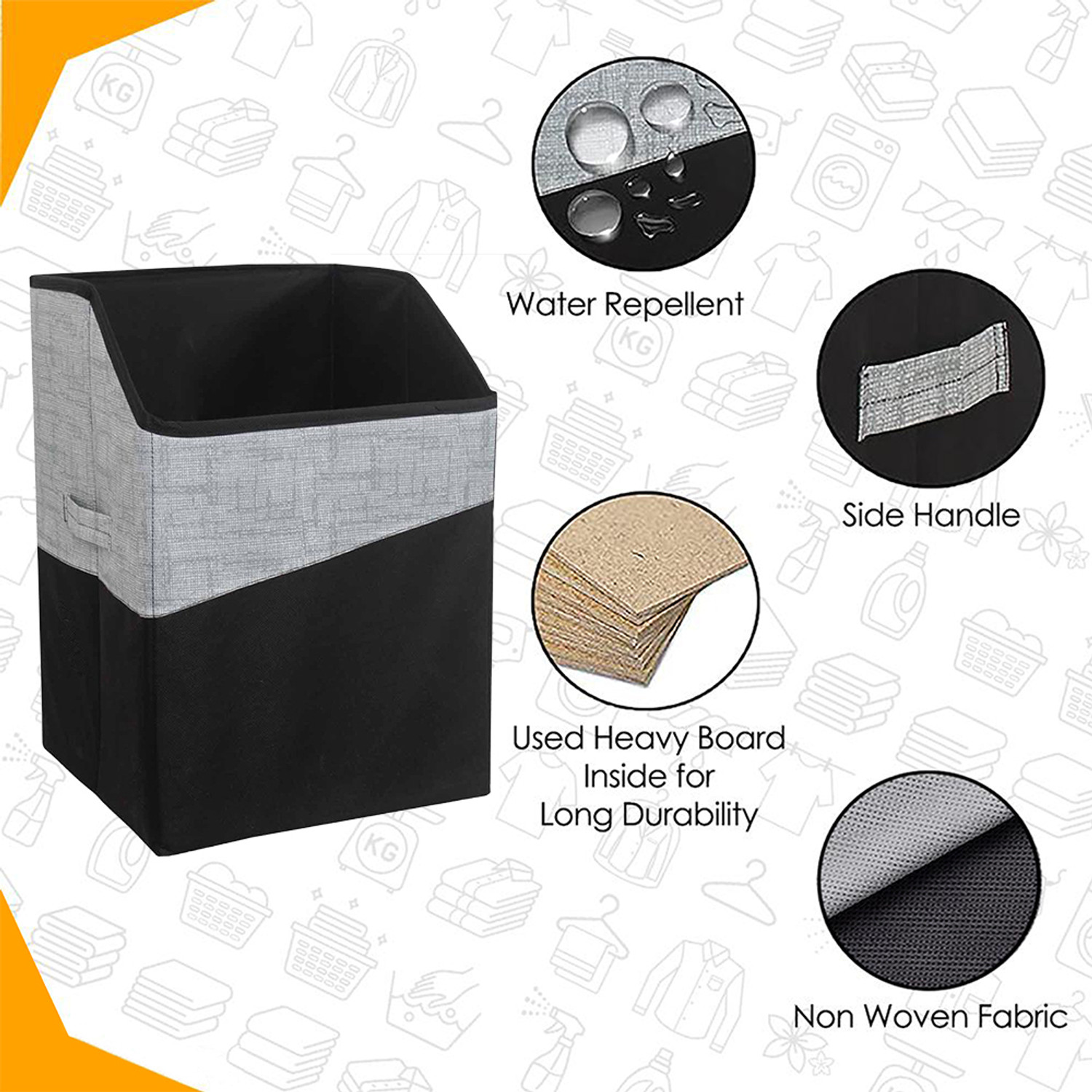 Image of HANLOW 75 L Black Laundry Basket