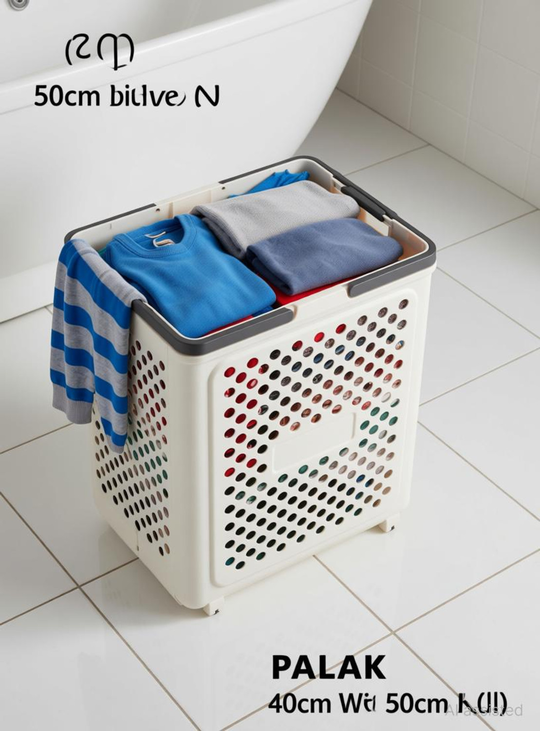 Image of PALAK 40 L White Laundry Basket