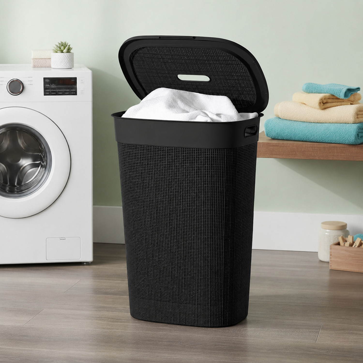 Image of Jefa 55 L Black Laundry Basket