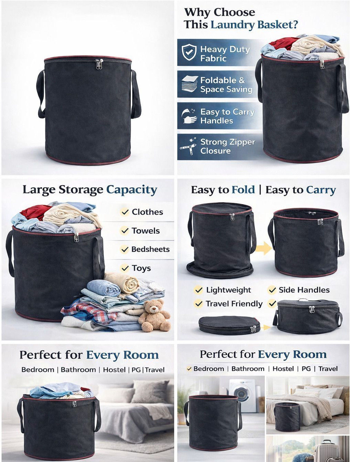 Image of ZOVIRA 55 L Black Laundry Bag