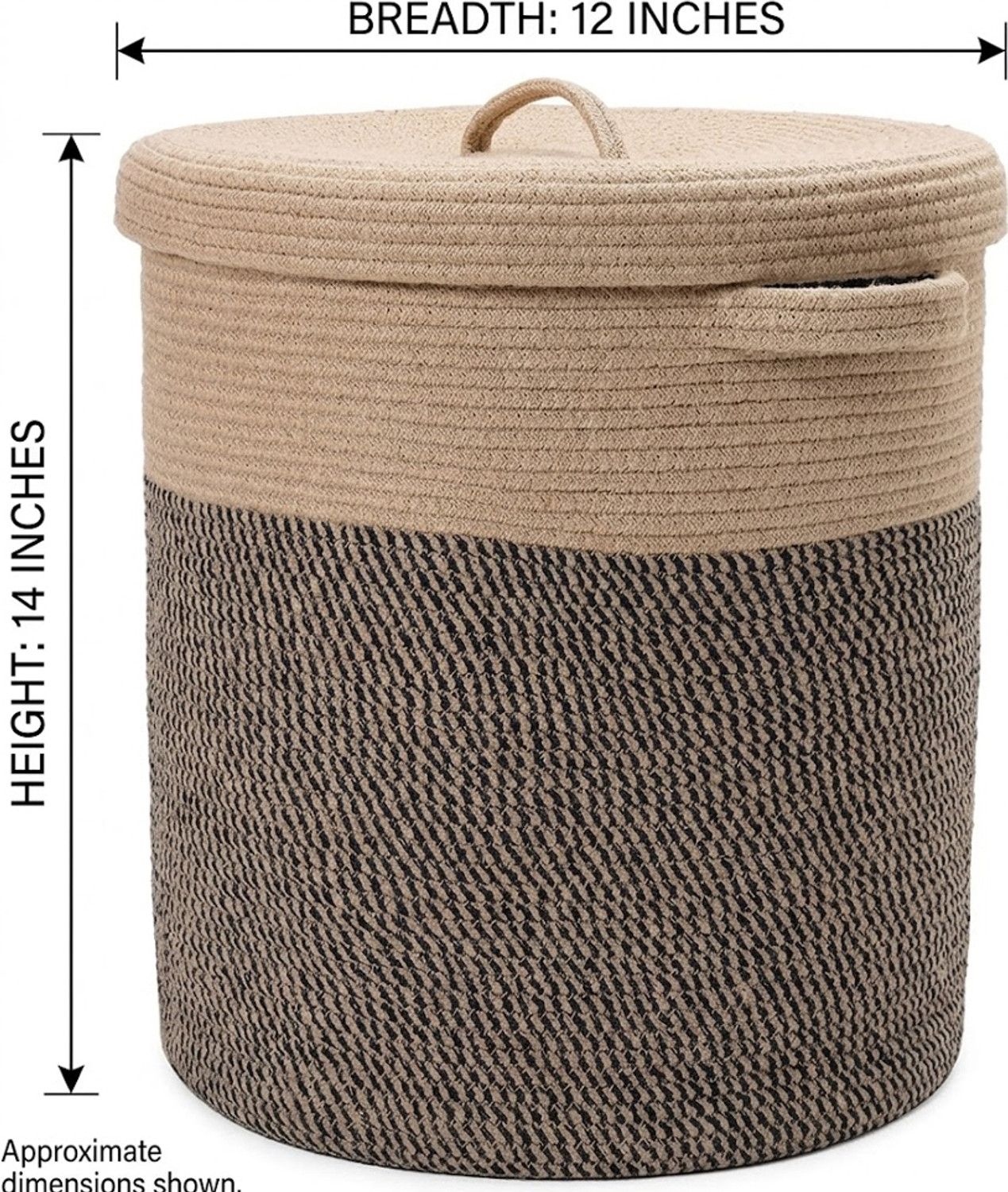 Image of ApnaCartStore Cotton, Jute Round Storage Basket with Lid Multi-Purpose Organizer Storage Basket