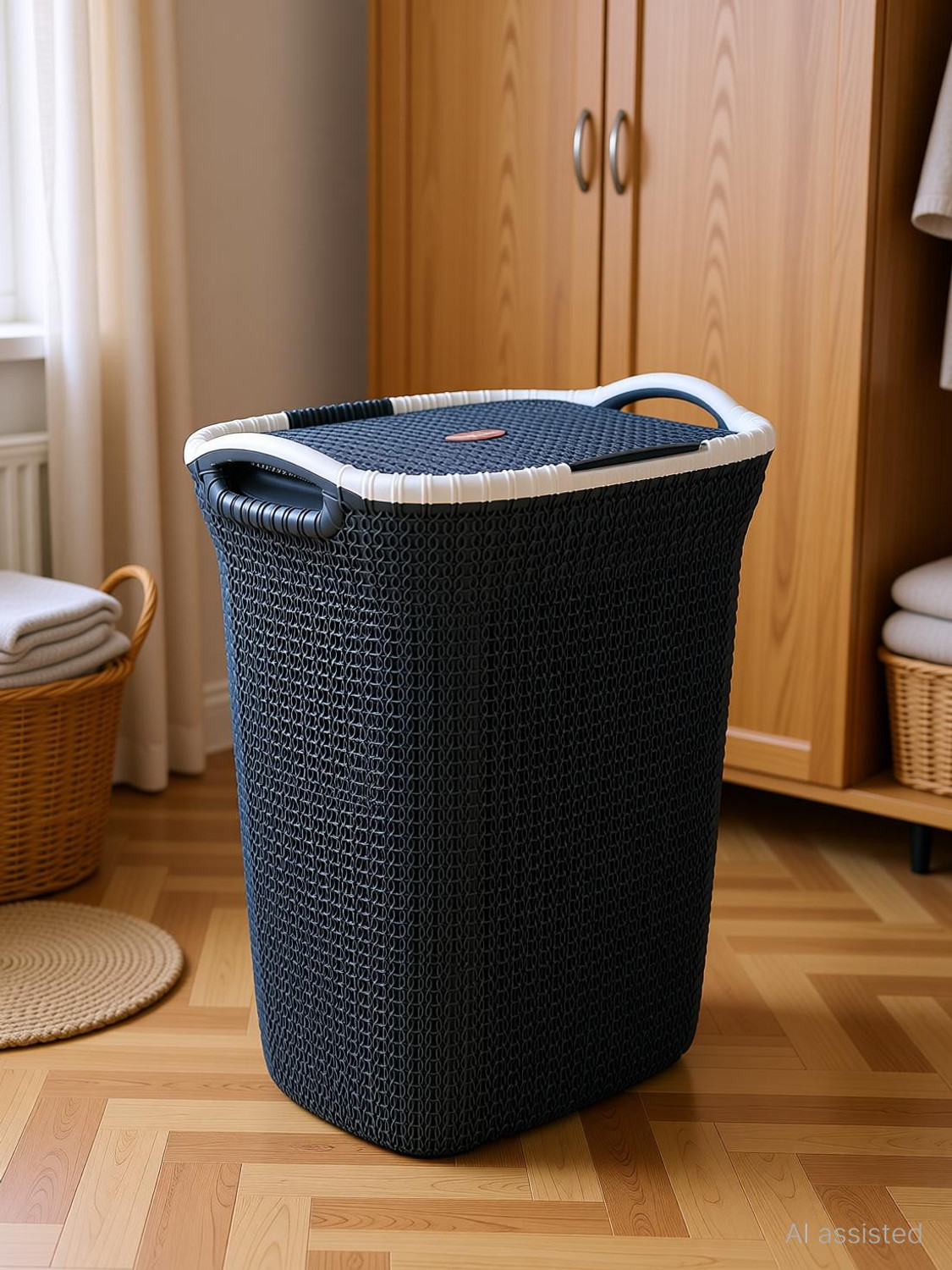 Image of NAYASA 40 L Blue Laundry Basket (Plastic)
