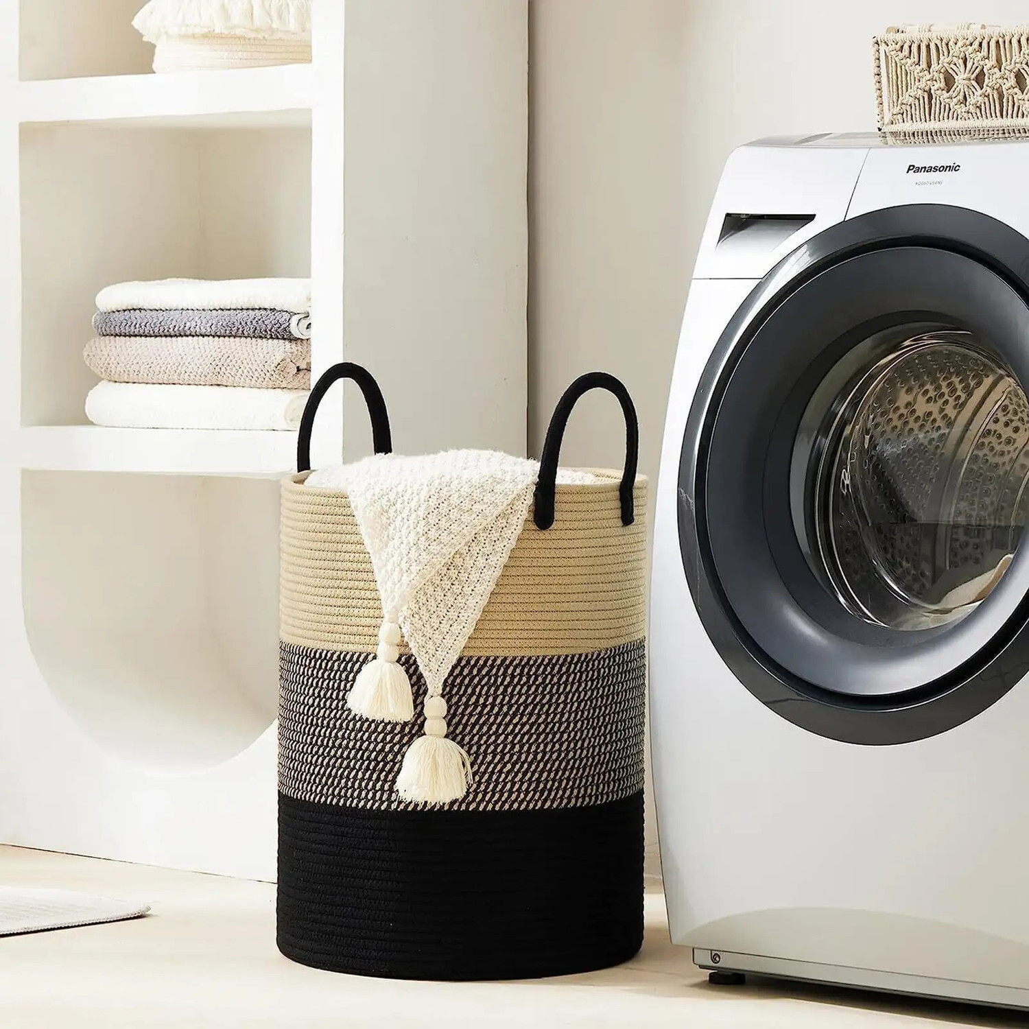 Image of FREEDOO 72 L Black, White Laundry Basket