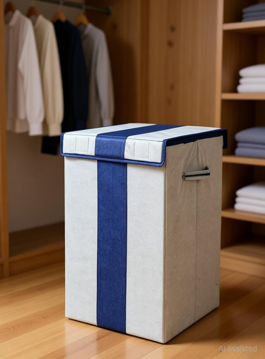 Image of Craft Bazar 68 L Grey, Blue Laundry Basket