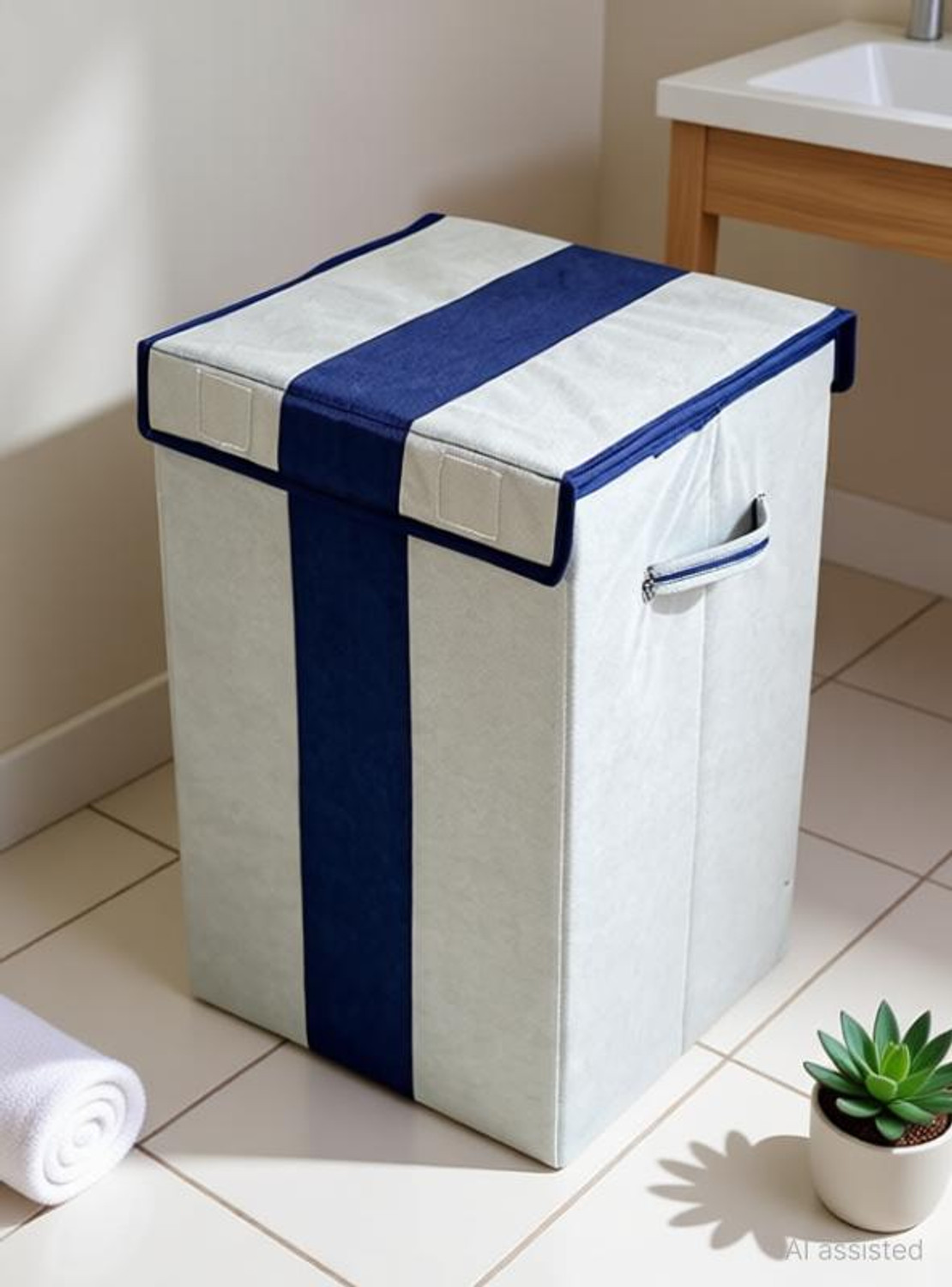 Image of Craft Bazar 68 L Grey, Blue Laundry Basket