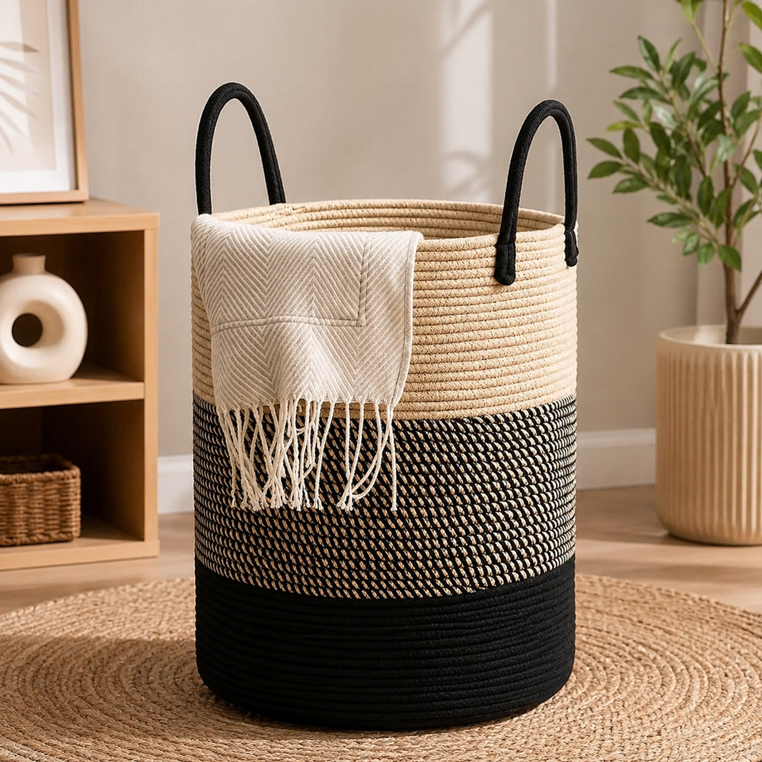 Image of FREEDOO 72 L Black, White Laundry Basket