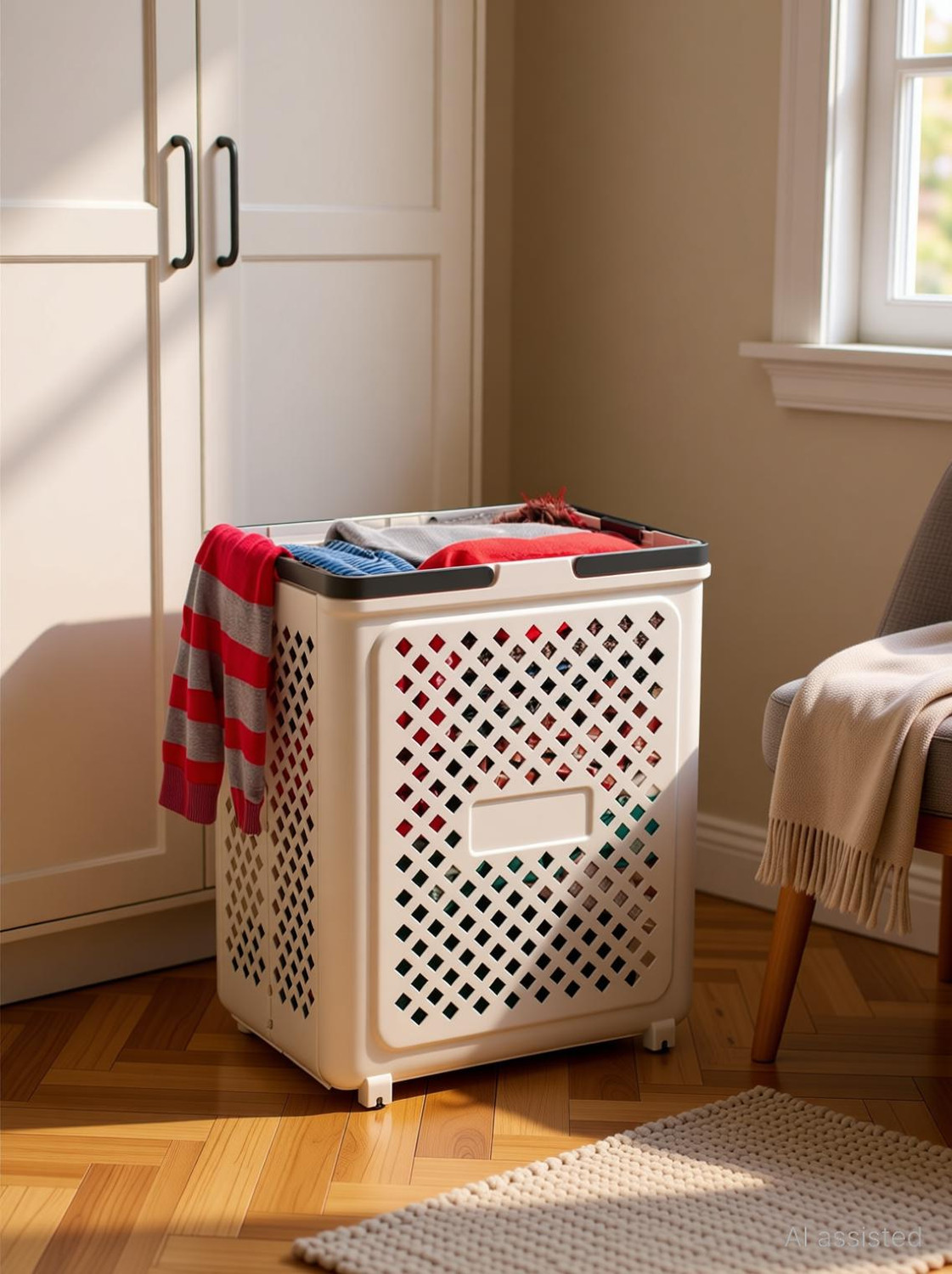 Image of Velfree 45 L White Laundry Basket