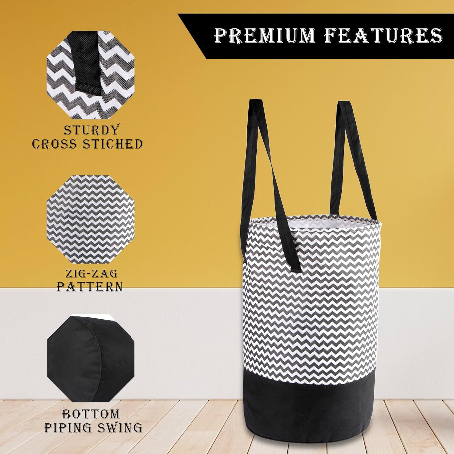 Image of THAILIWALE 45 L Black, White Laundry Basket