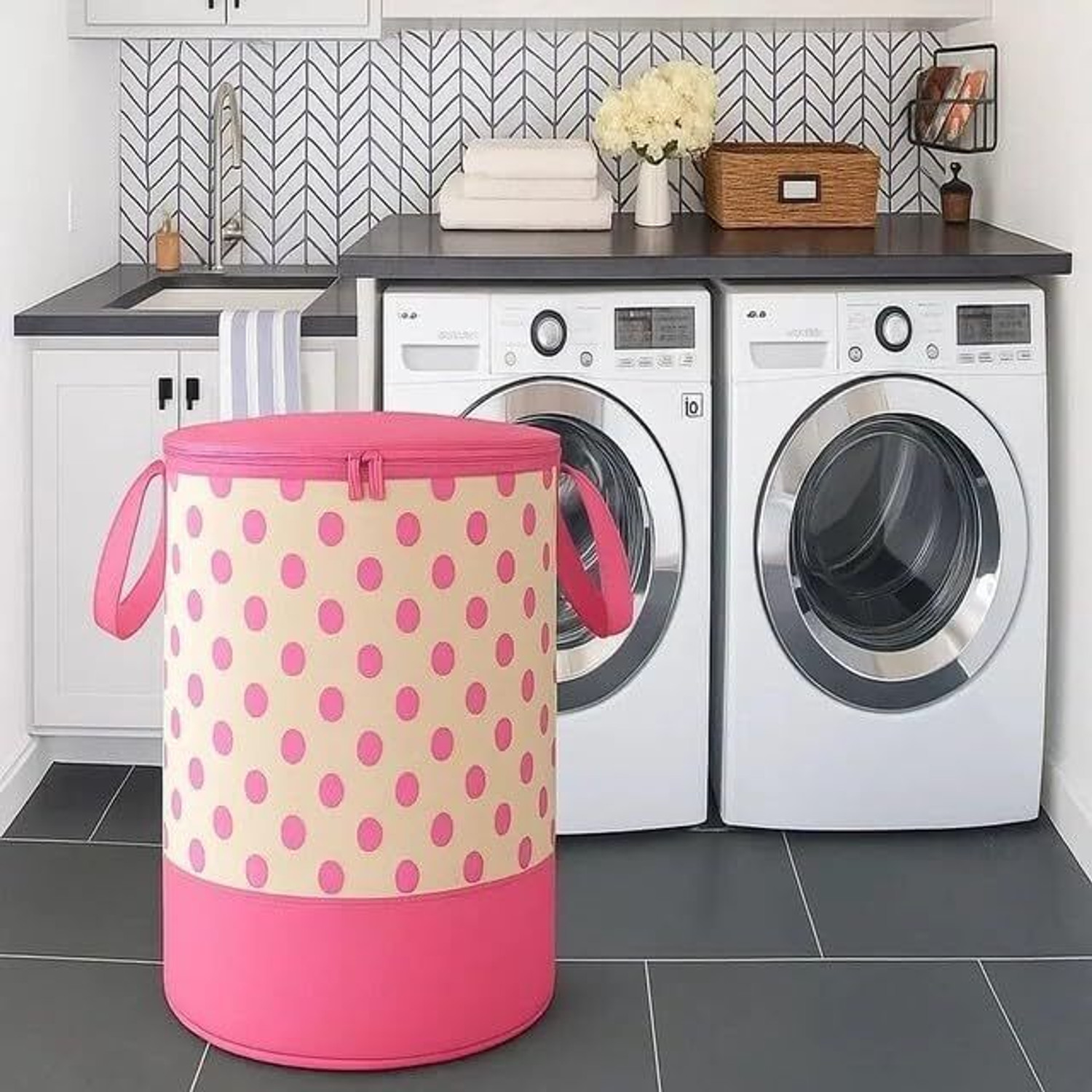 Image of Waji Va 50 L Black Laundry Basket