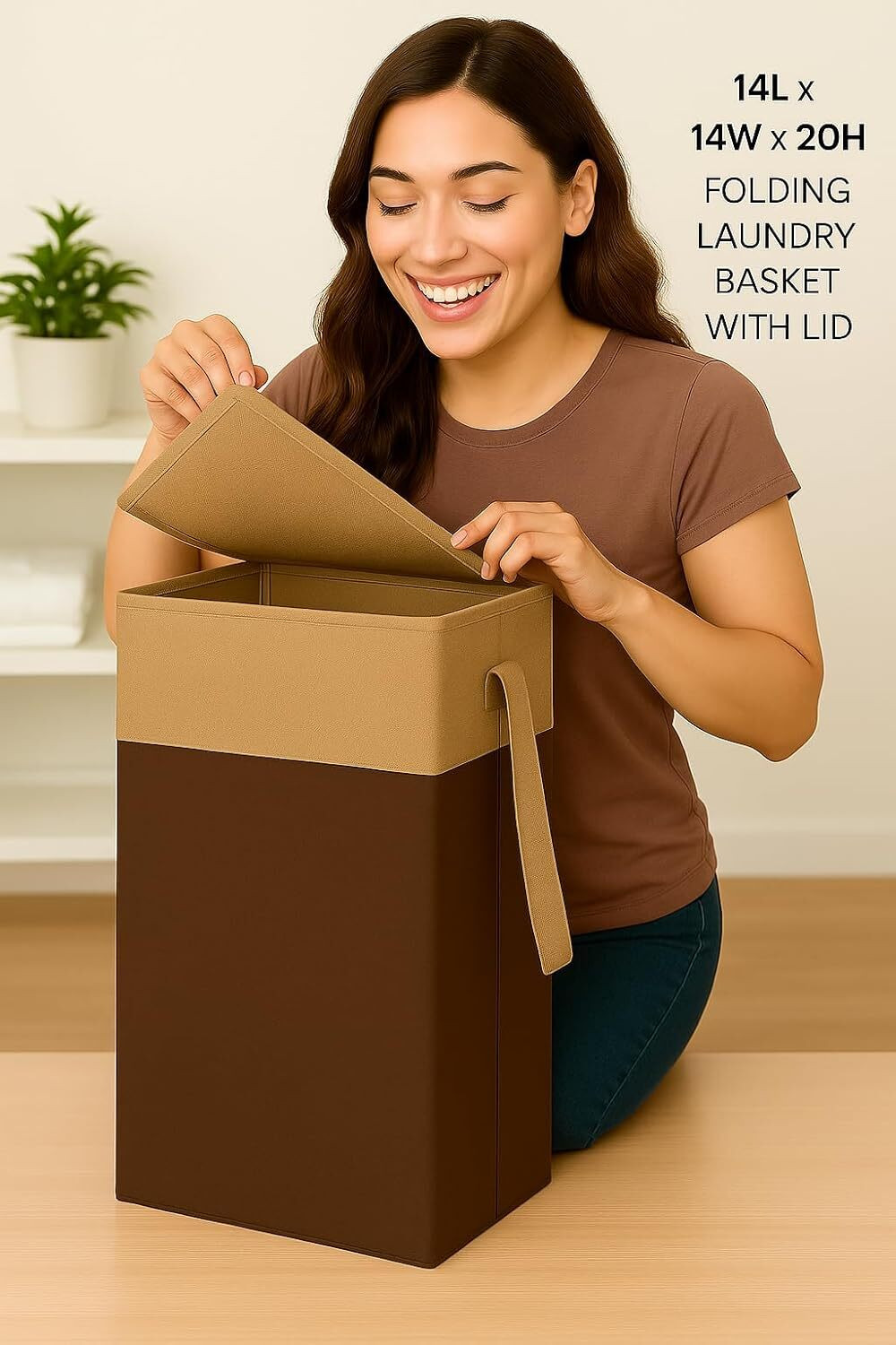 Image of Joshua creations 75 L Beige, Brown Laundry Basket