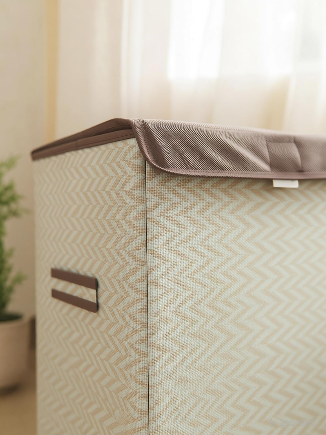 Image of ROYSA 75 L Brown, Gold Laundry Basket