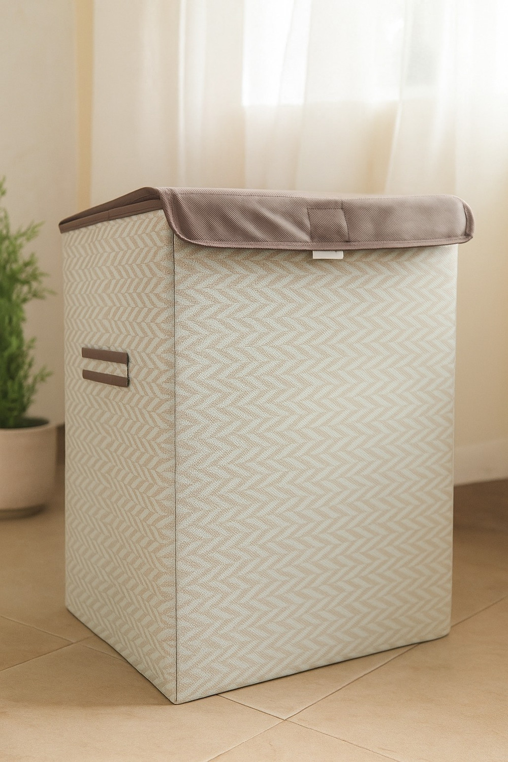 Image of ROYSA 75 L Brown, Gold Laundry Basket