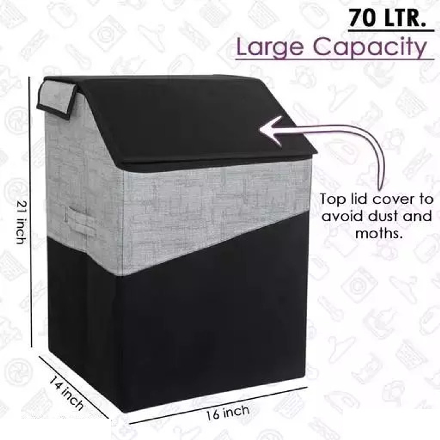Image of Flipkart SmartBuy 70 L Black, Grey Laundry Basket