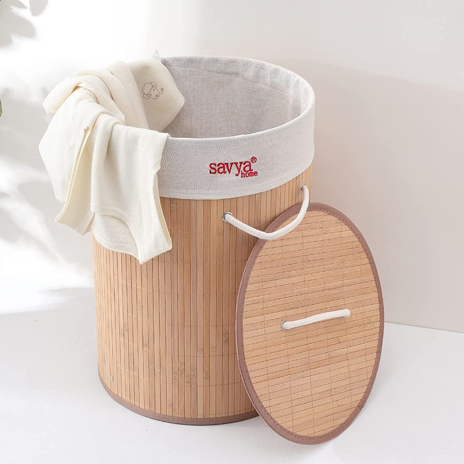 Image of SAVYA HOME 57 L Beige Laundry Basket