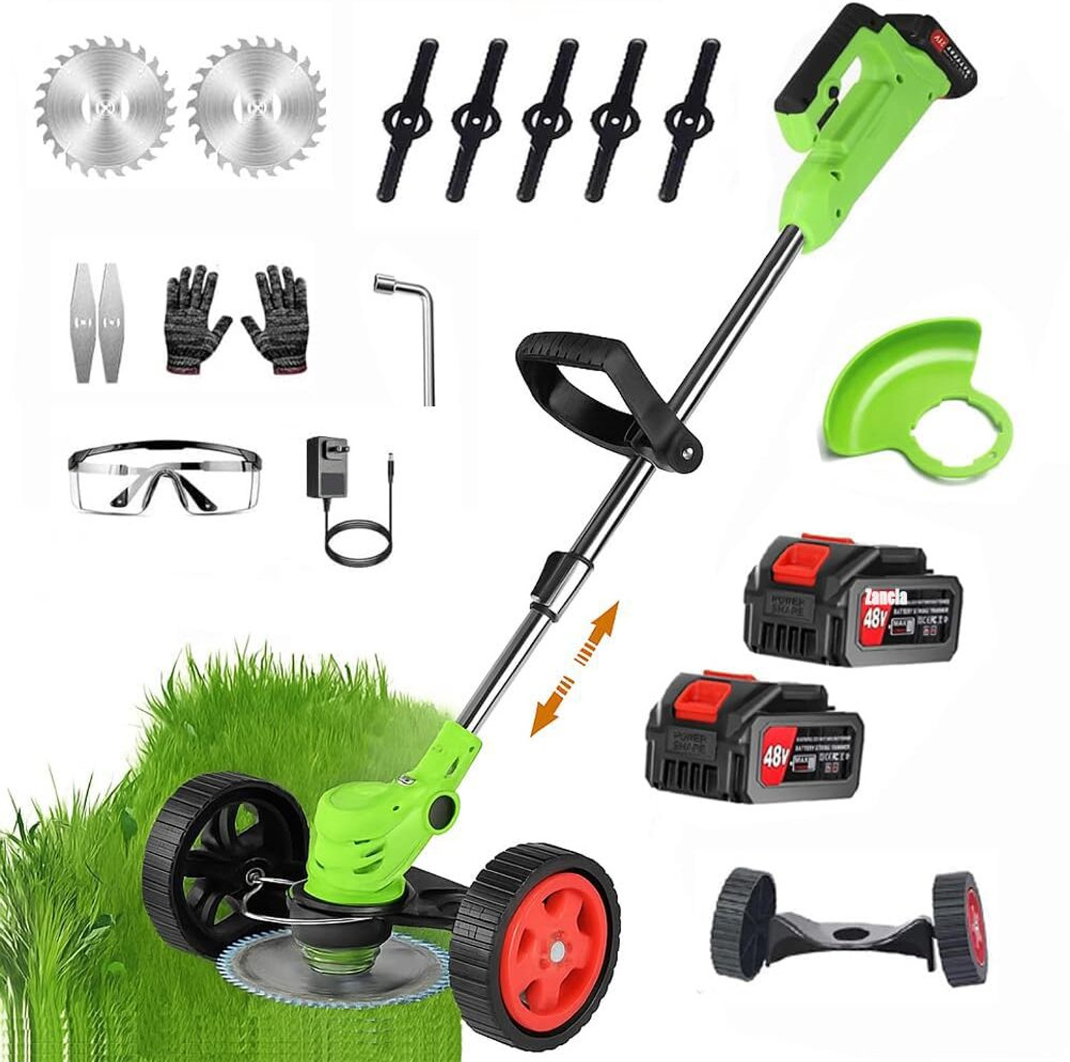 Image of Tazomi Electric Grass Cutter Machine for Garden, Lawn Mower & Weed Trimmer Electric Grass Cutter Machine for Garden, Lawn Mower & Weed Trimmer Battery & AC Adapter Push Lawn Mower