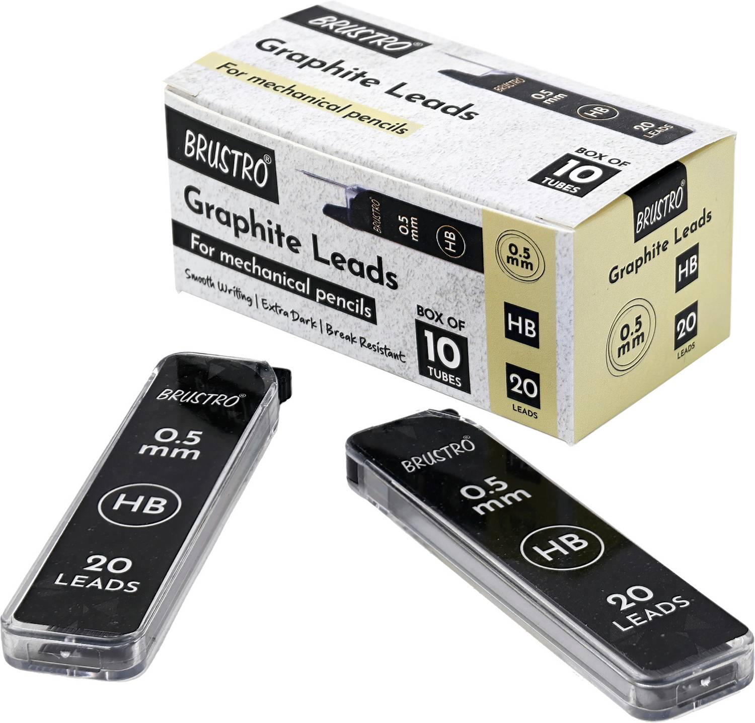 Brustro 0.5mm Graphite Leads HB, 200 Leads - Image 1