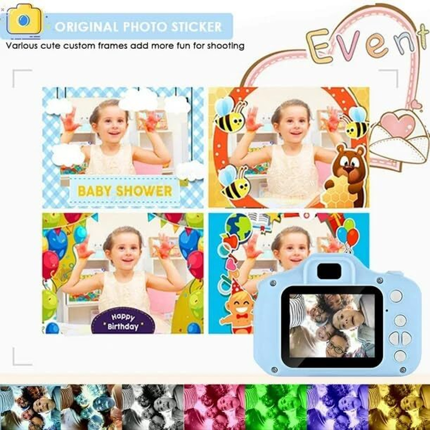 Image of Pharaoh Kids camera Digital Camera With 2 inchr Display Screen Toys For Kids Multicolour A-1 Instant Camera