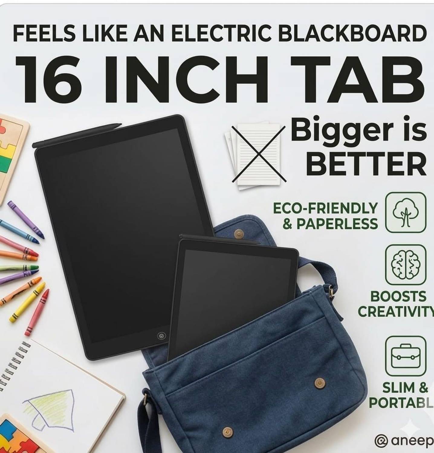 Aneep 16 INCH LCD WRITING PAD Multicolor with Stylus - Image 5