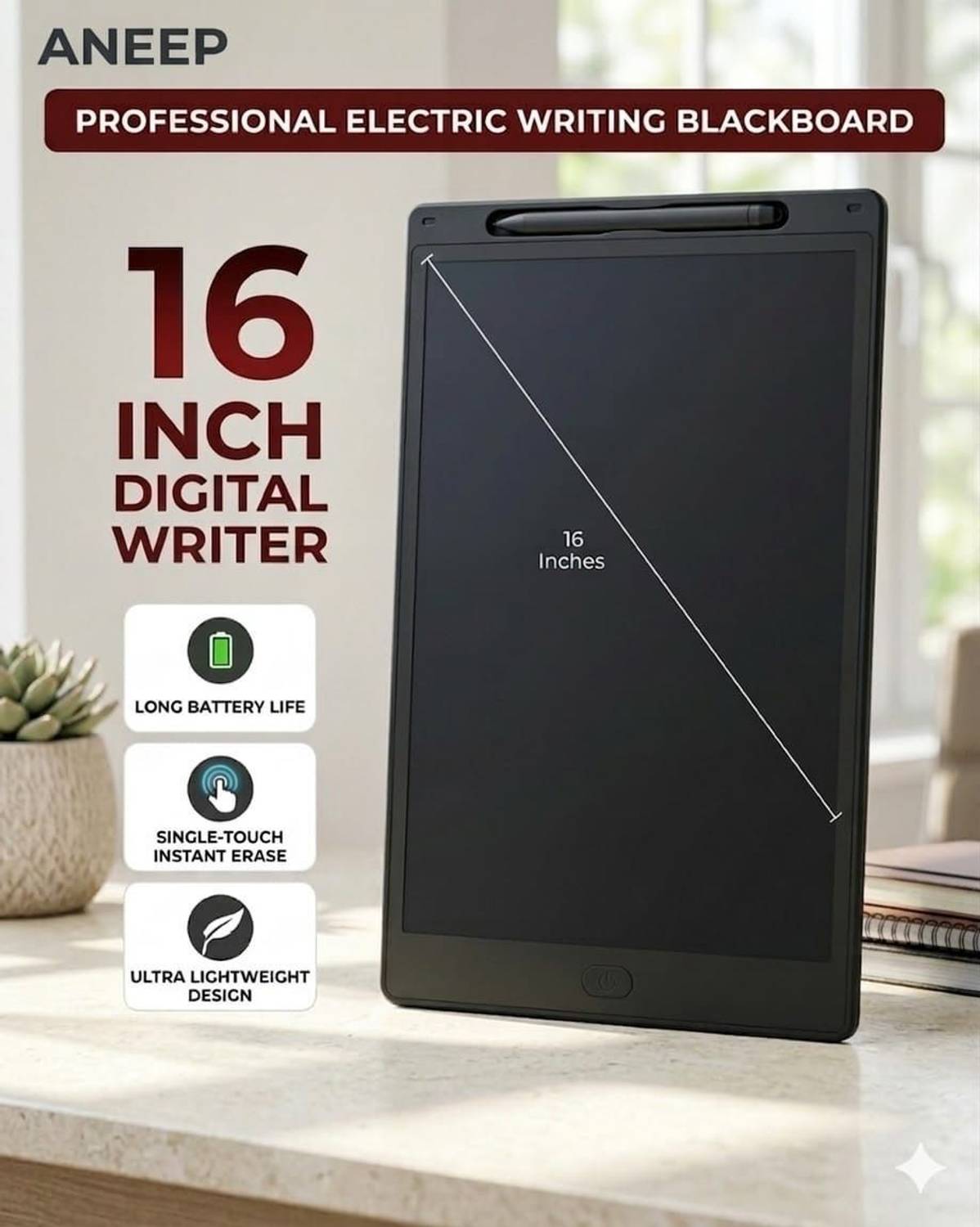 Aneep 16 INCH LCD WRITING PAD Multicolor with Stylus - Image 1