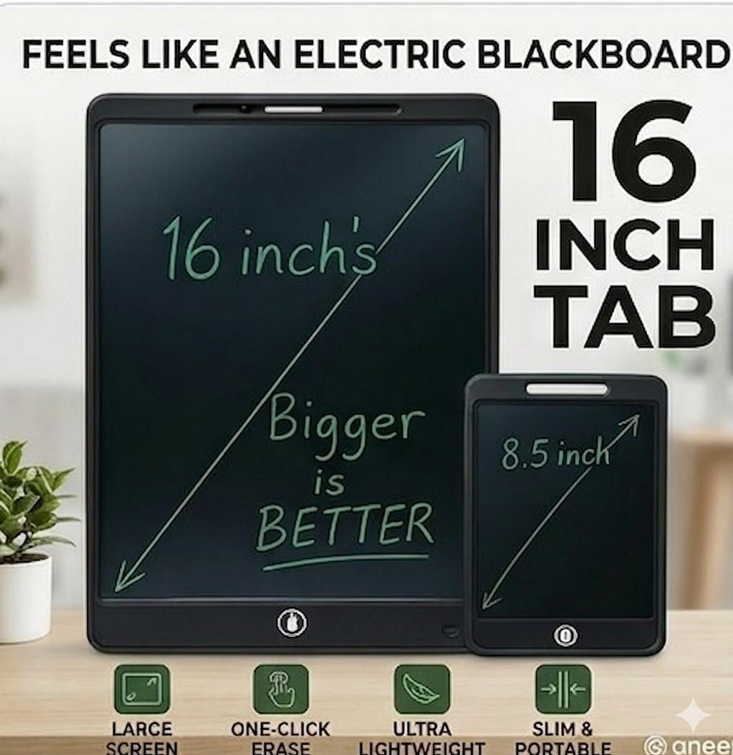 Image of Aneep 16 inch LCD Writing Pad ,Writing Tablet Erasable for Kids Adults