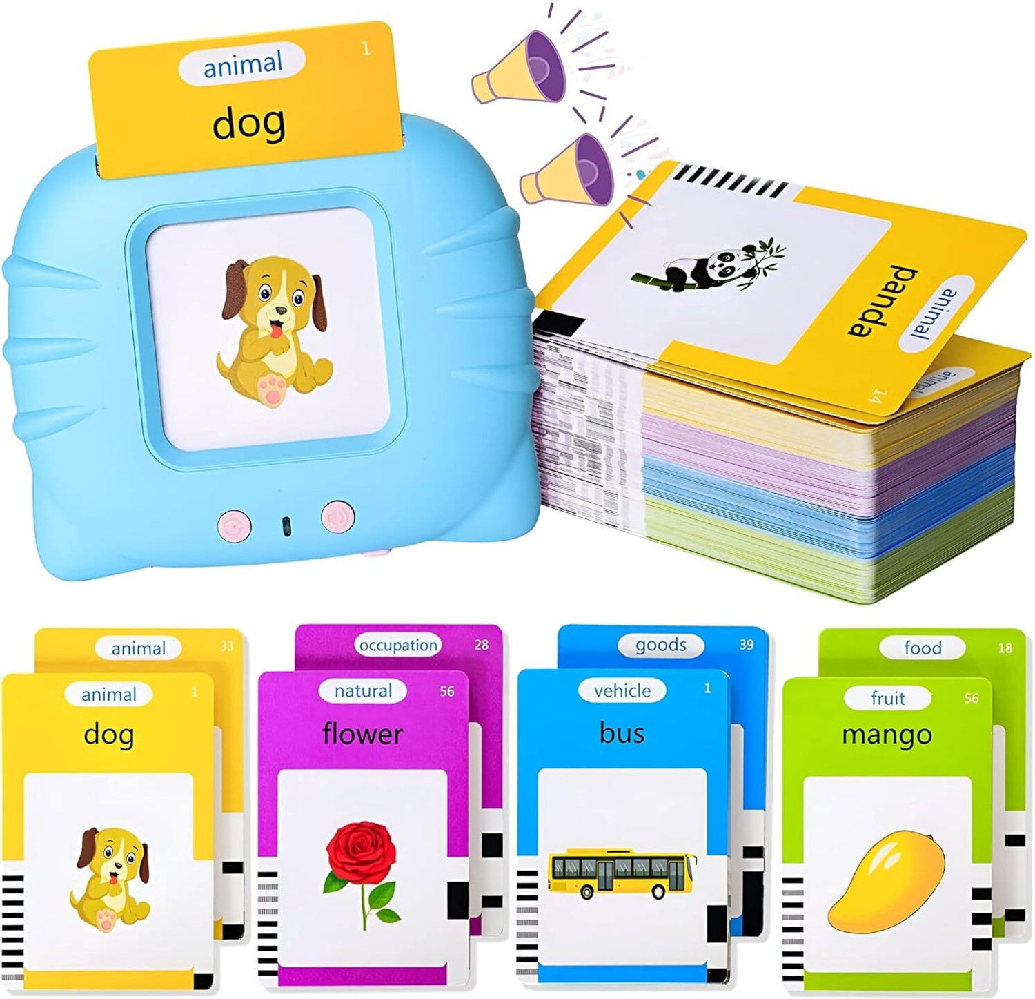 Image of advik mart Talking Flash Cards for Toddlers, Educational Toy (Blue, Pink)