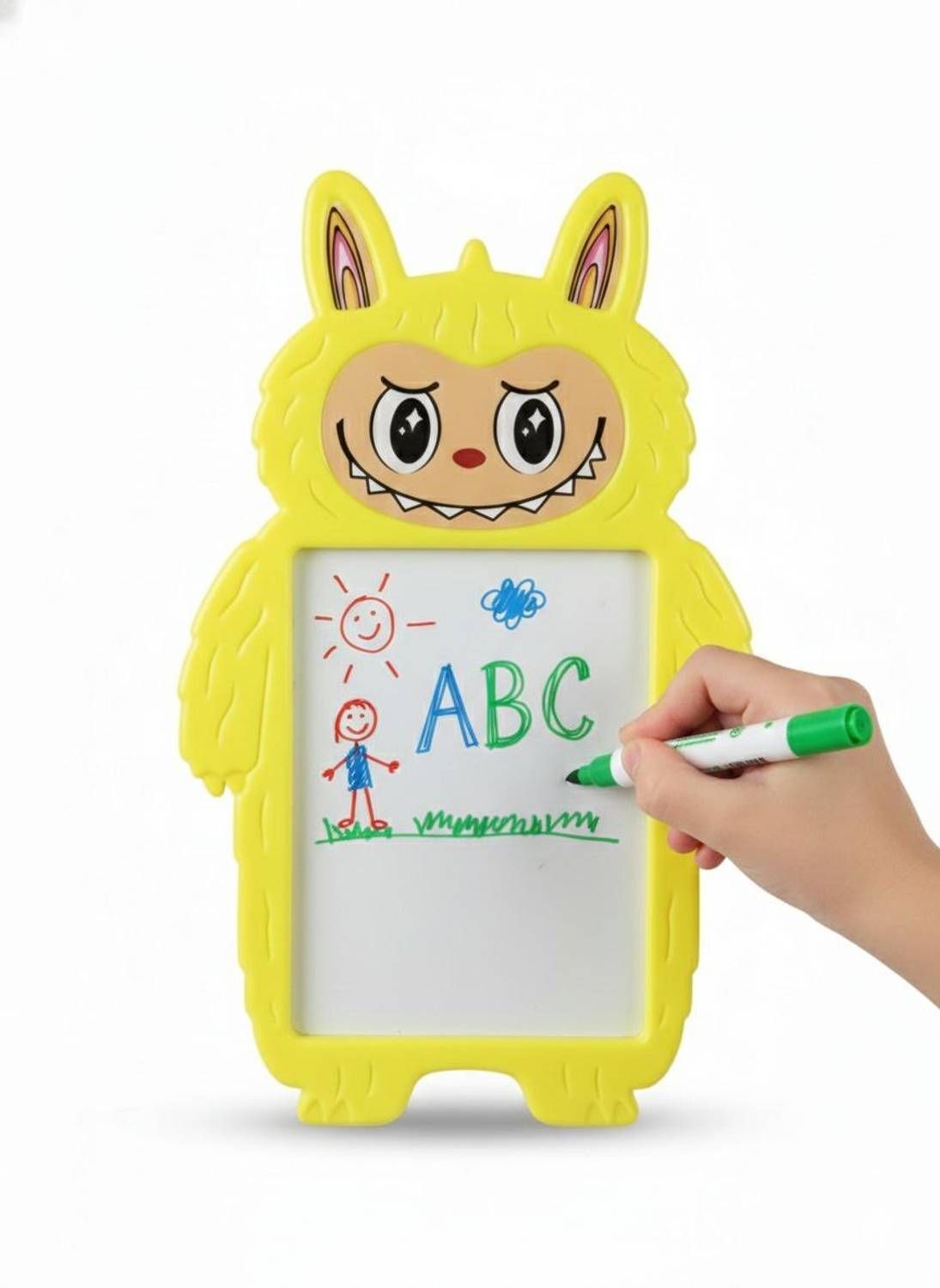 amgo 2 in 1 Kids Writing Board with Cute Cartoon Design | White Board & Chalk Board