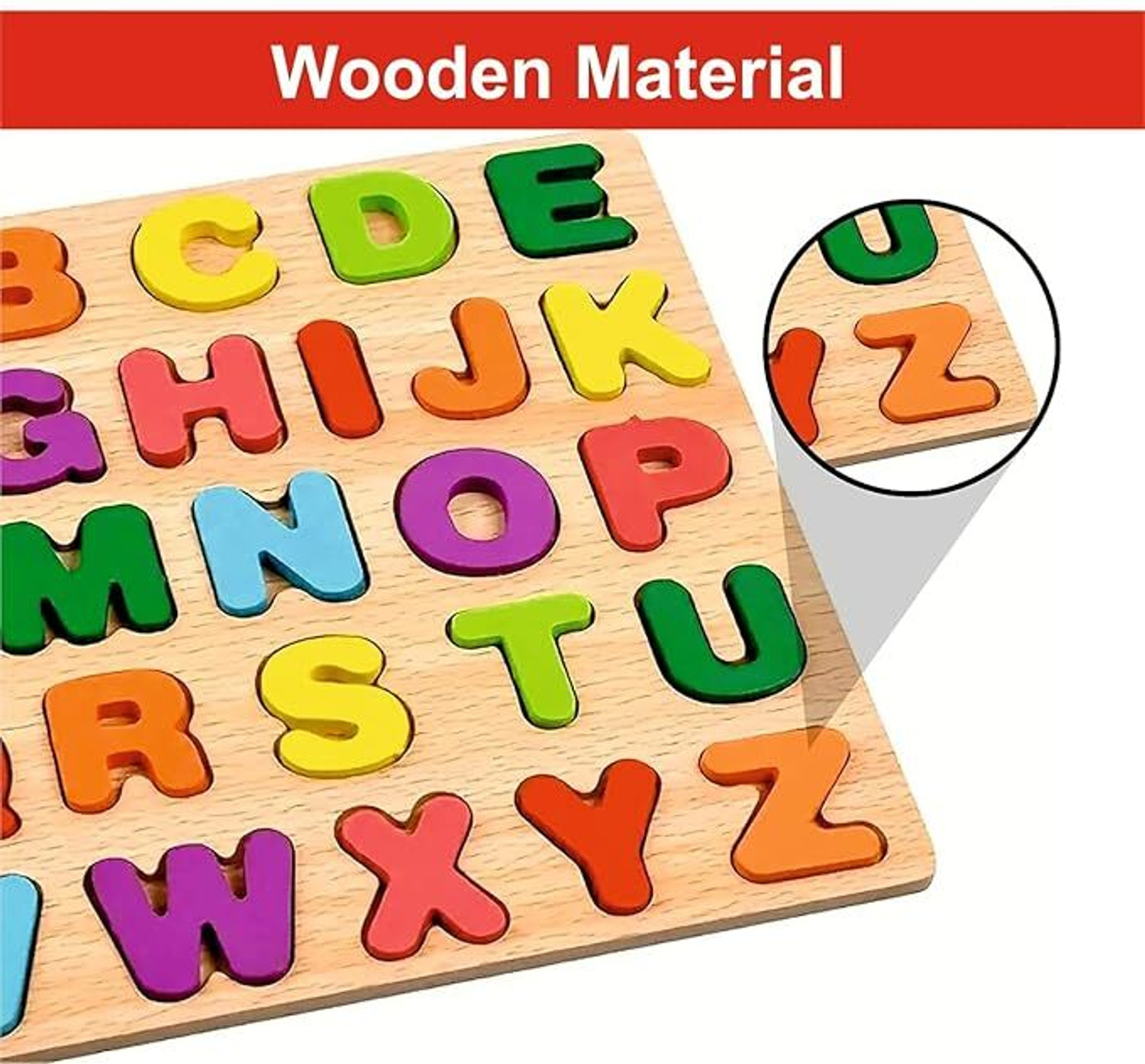 Image of PRIVATECAVE Wooden Learning Educational ABCD Board ,alphabet and shape puzzle for Kids