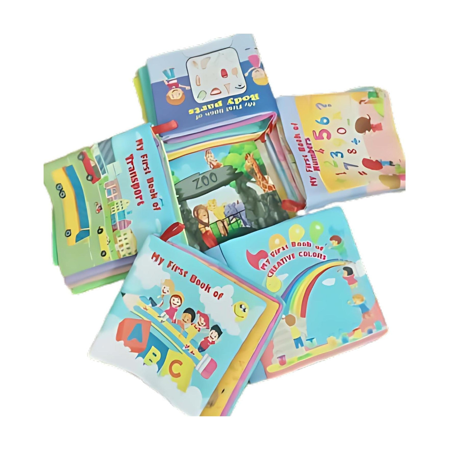 BOOKETANO Set of 6 Washable Sensory Fabric Book With Crinkle Paper for Kids