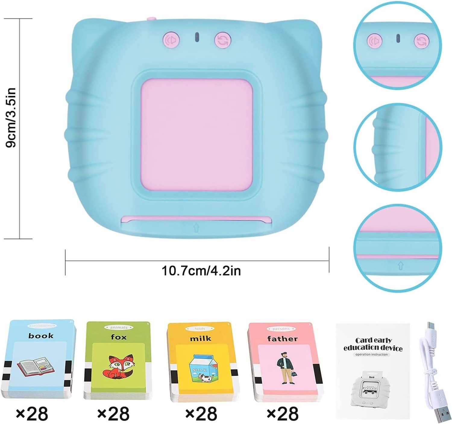 Image of advik mart Talking Flash Cards for Toddlers, Educational Toy (Blue, Pink)