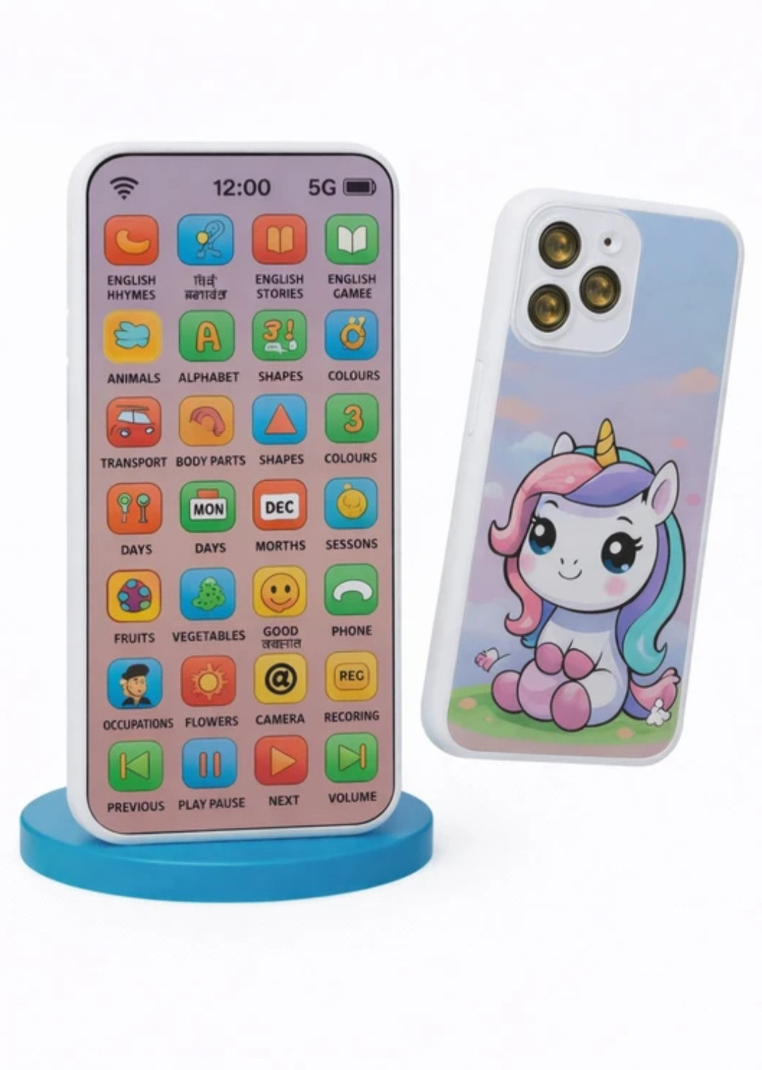 Image of Chaowbow 3. Unicorn Educational Toy Mobile Phone with Music for Kids (Multicolor)