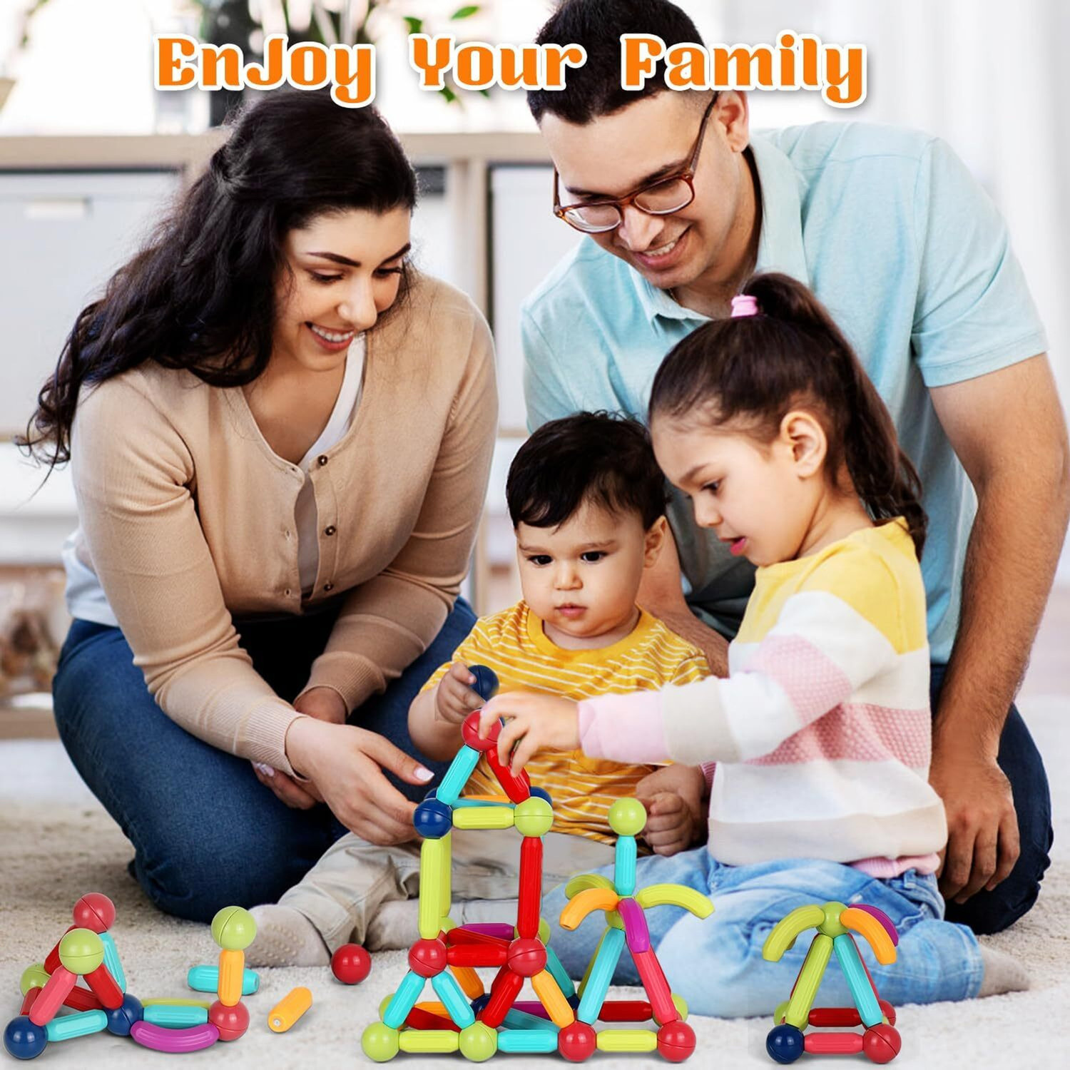 Image of HeyKids 36 PCs Magnetic Building Stick Blocs For Kids, Activities Toys for Toddlers