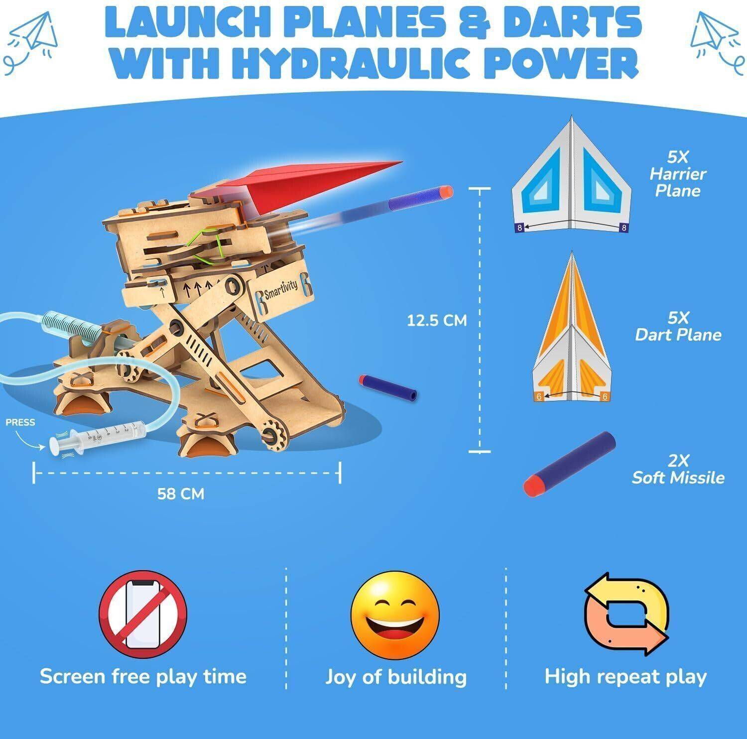 SNUNGPHIR Smartivity Hydraulic Plane Launcher – Giocattolo Educativo STEM In Legno Per Bambini 6+ Anni