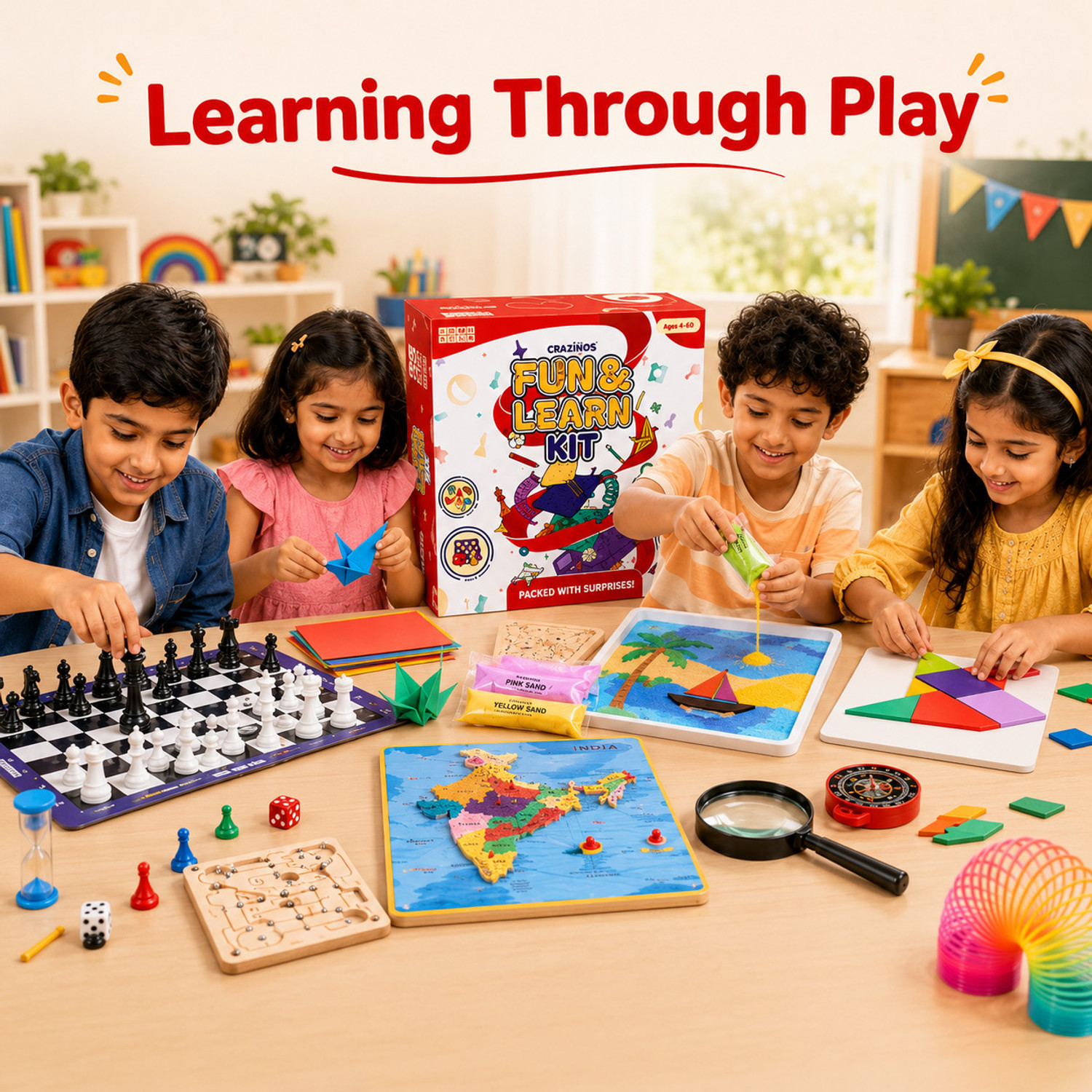 Image of Crazinos Fun & learn kit | For 5 to 6 Learners | Ages 4 to 60 Yrs| 50+ fun activities