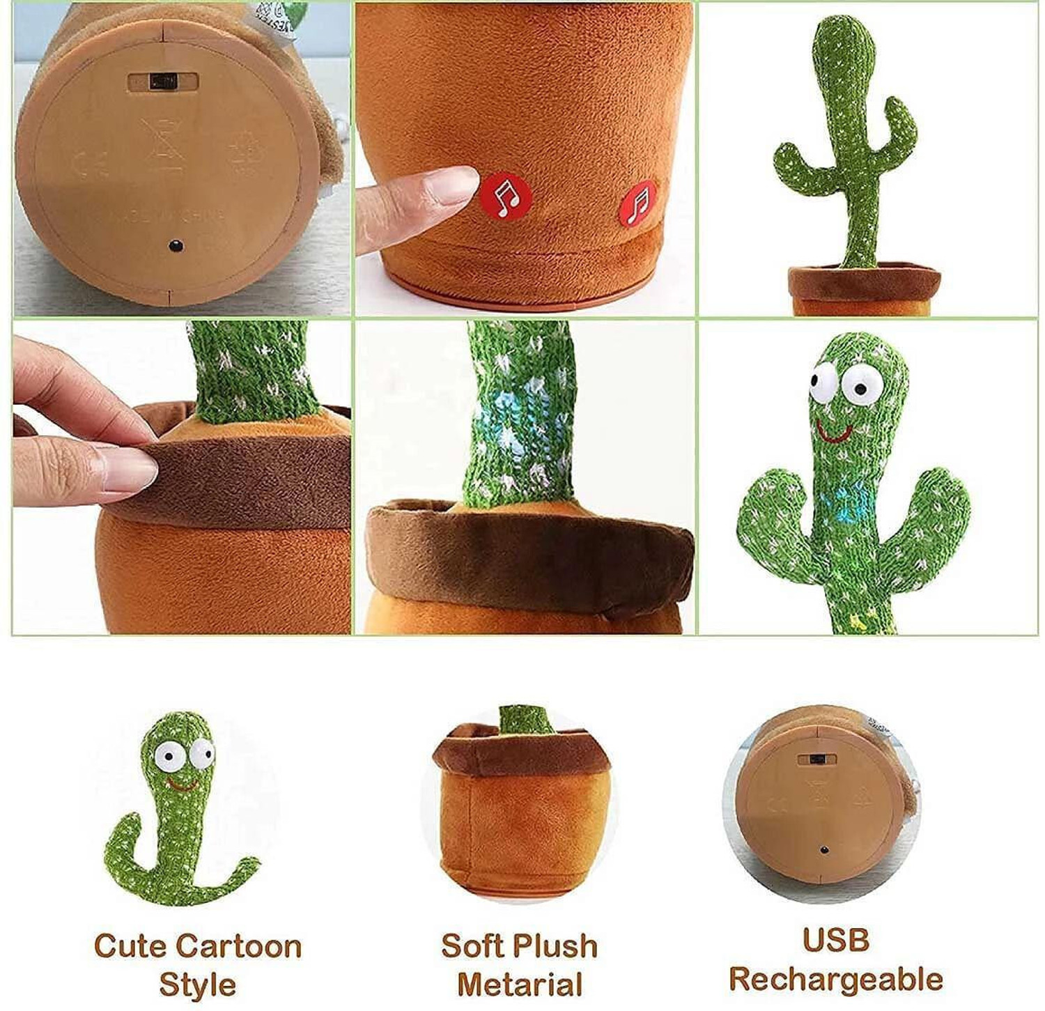 Image of wesoulgifts Dancing Cactus Toy Best Interactive Singing & Talking Cactus with Fun Lights