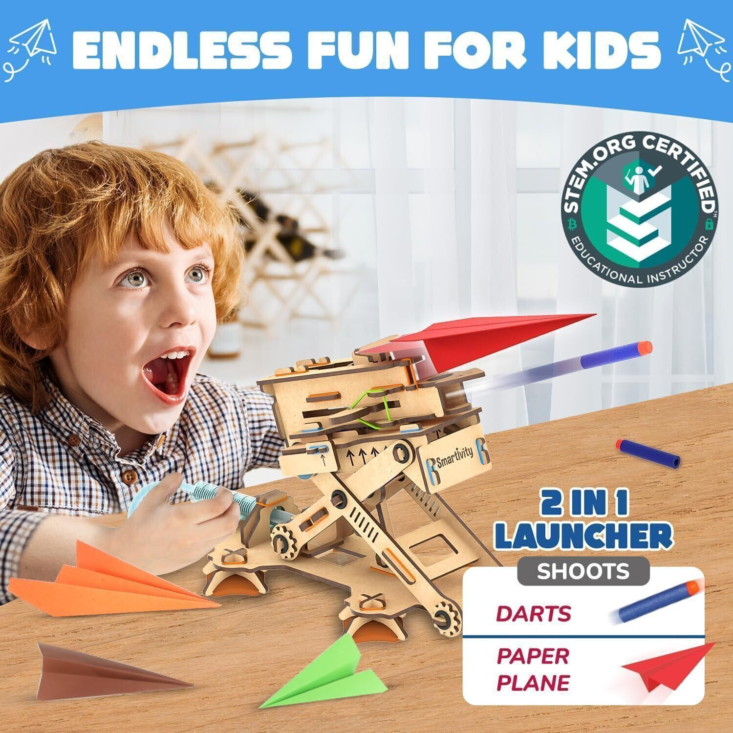 Image of Smartivity Hydraulic Plane Launcher STEM DIY Fun Toy for Kids 6 to 12, Best Gift for Boys & Girls, Educational & Construction based Activity Game, Learn Science Engineering Project, Made in India, By IIT Delhi Alumni