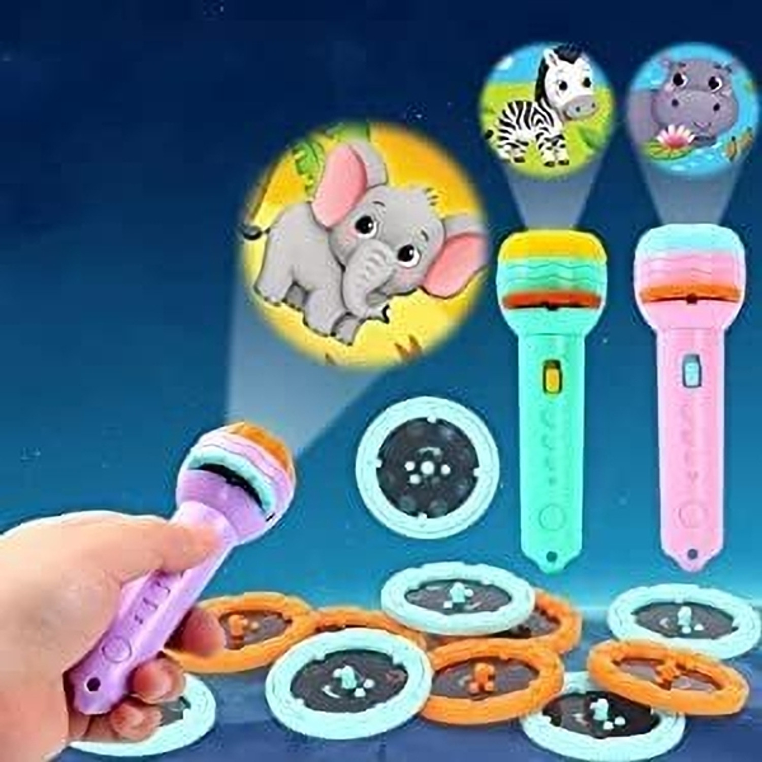 Image of saifiji toyzone Mini 3 Slides 24 Pattern Projector Flashlight Torch Kids Projection Torch Story
