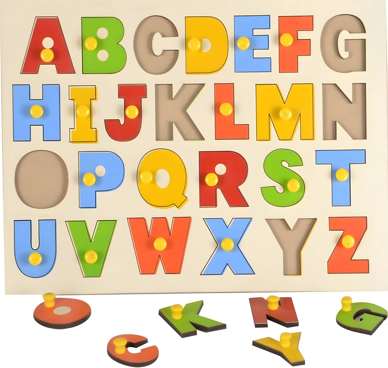 Alafi Wooden Capital Alphabets Letters ABC Puzzle Board for Kids 3-5 Years-2