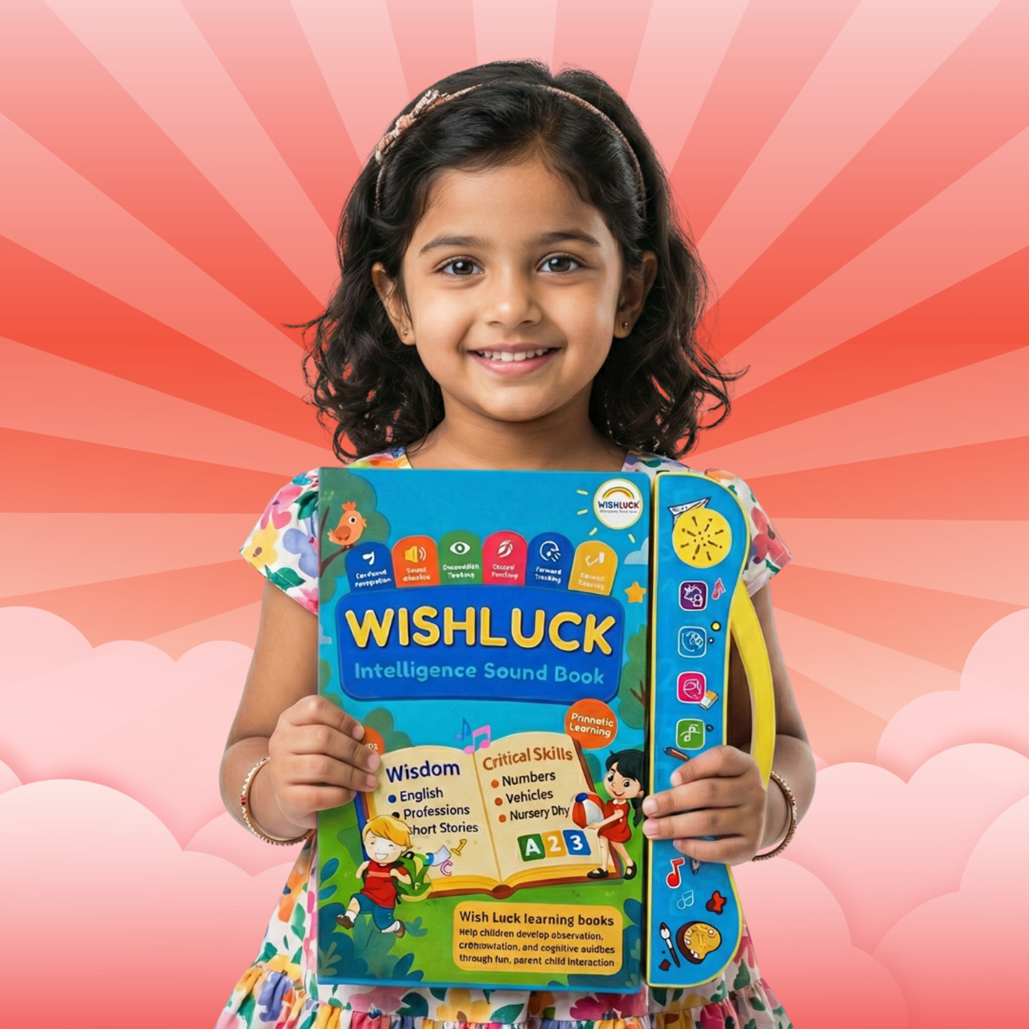 WISHLUCK Entertaining E-Book for Kids – Interactive Digital Musical Book with ABC, Rhymes