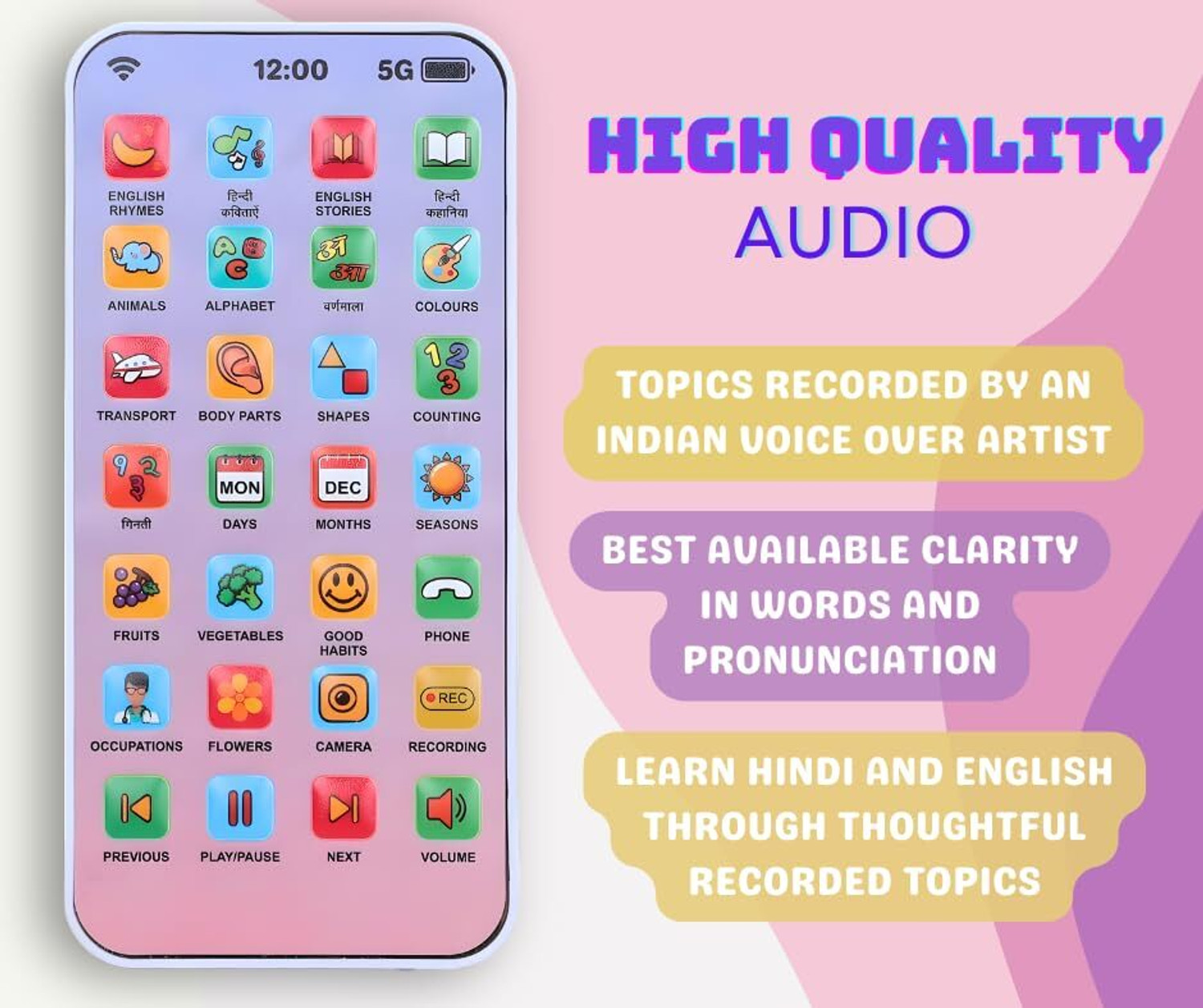 Image of Maa Momai Toys Kids Toys Smart Learning Mobile Phone for Baby Toys with Sound