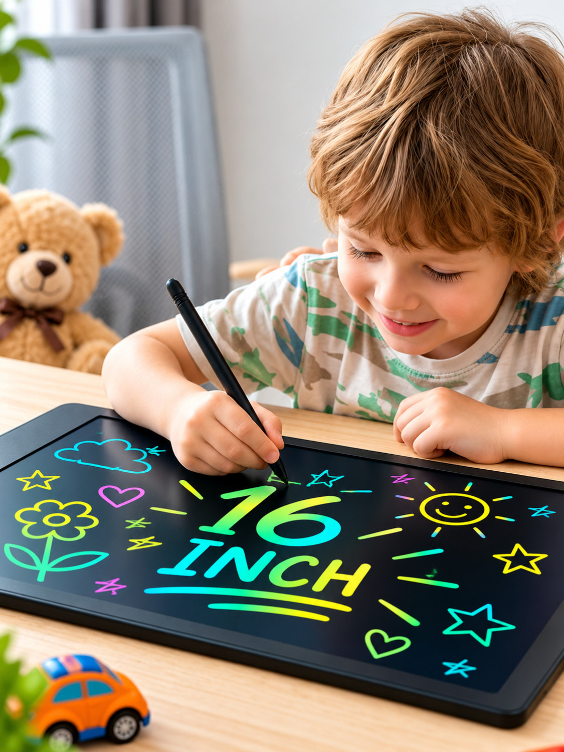 Image of ANSHAURA 16 Inch Digital Doodle Board For Children With Stylus Pen & Clear Button Boards (Multicolor)