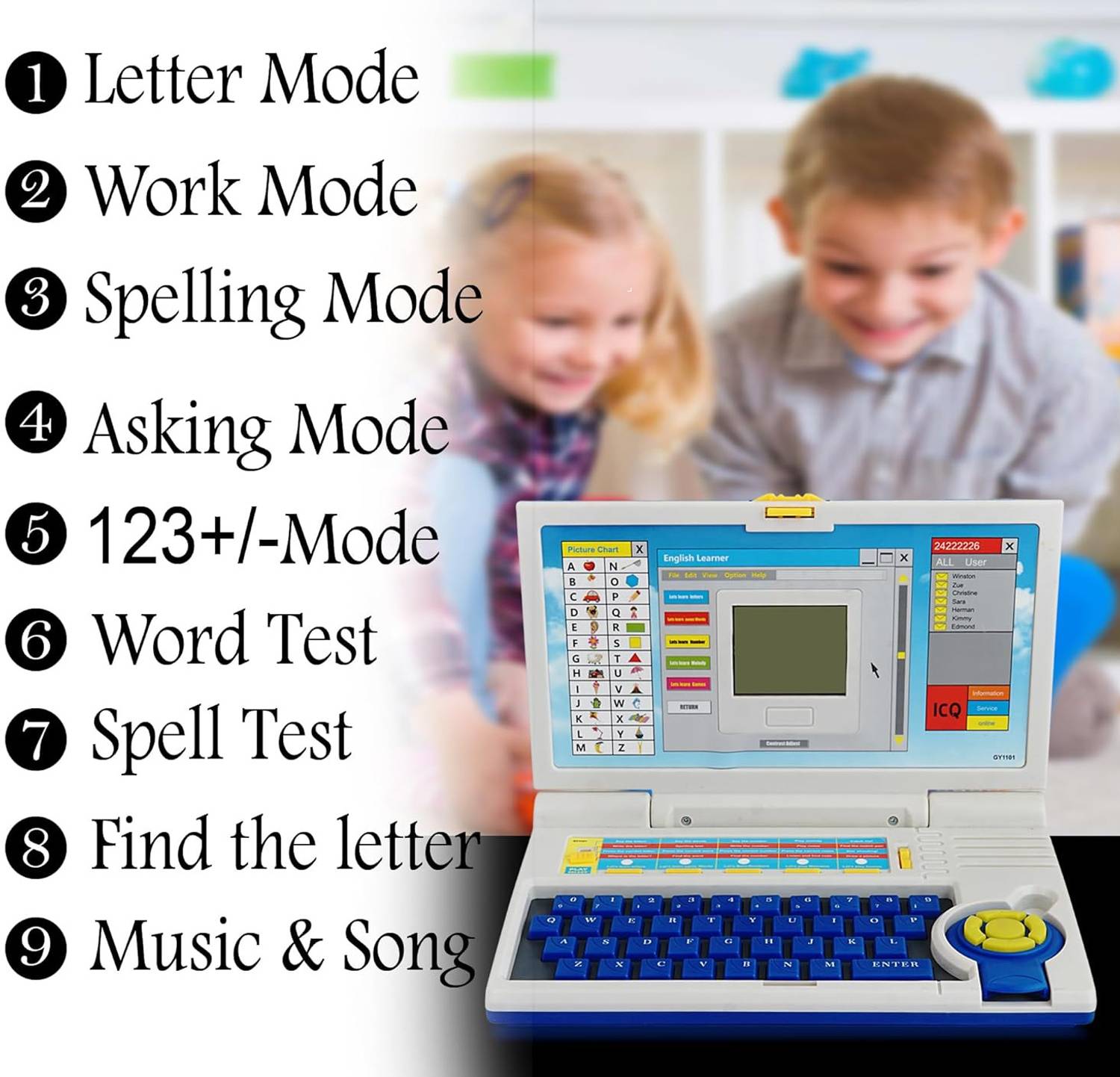 OCFI Educational Laptop Toy with Mouse for Kids - Image 5