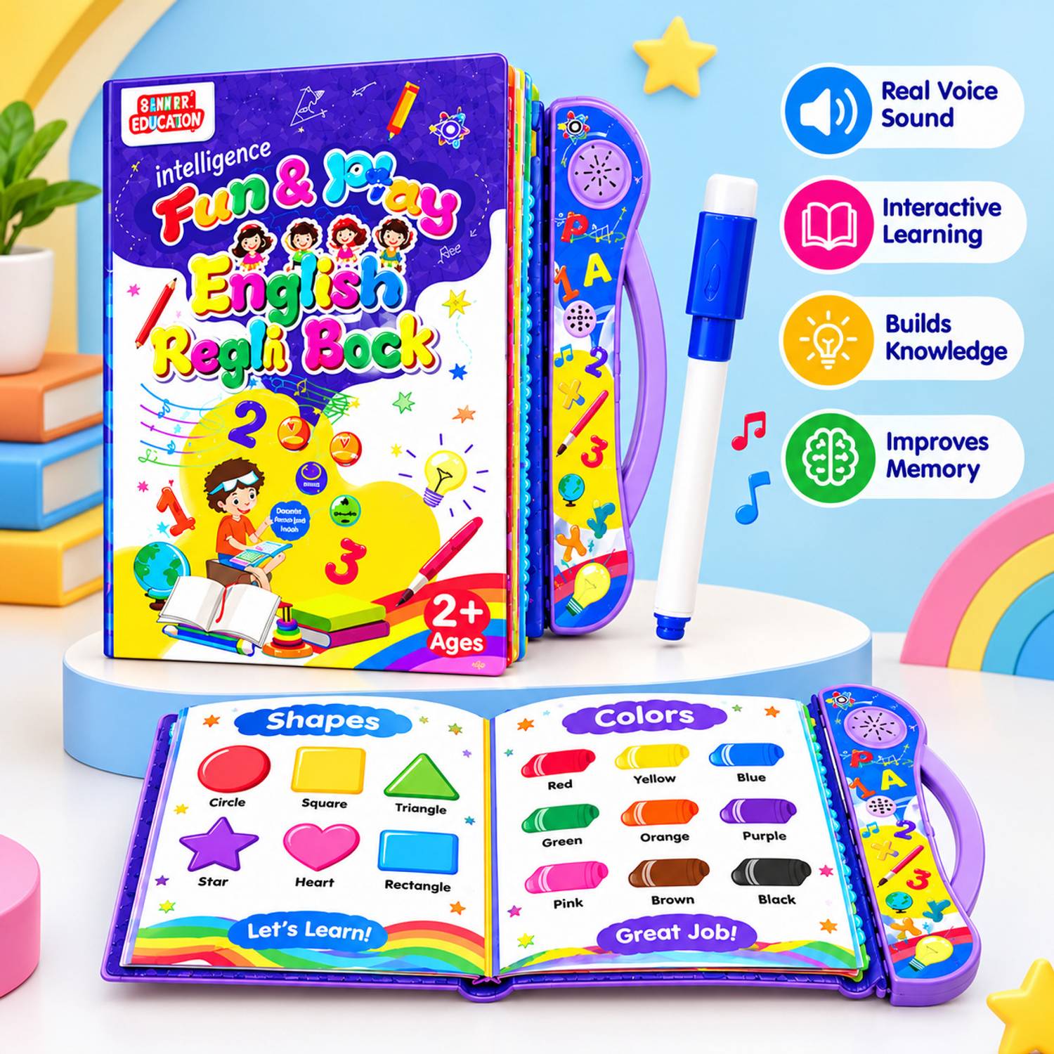 Buddynjoy Interactive Talking E-Book for Kids|Intelligence English Sound Book for Toddlers