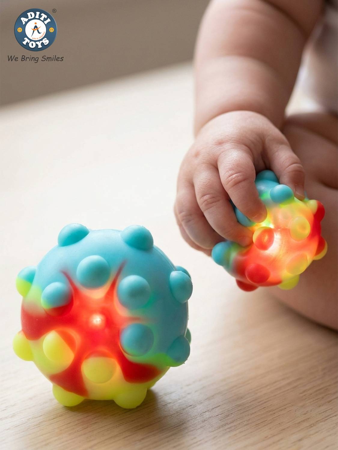 Aditi Toys LED Light Pop-It Bubble Fidget Ball Toy for Kids Above 1 Year