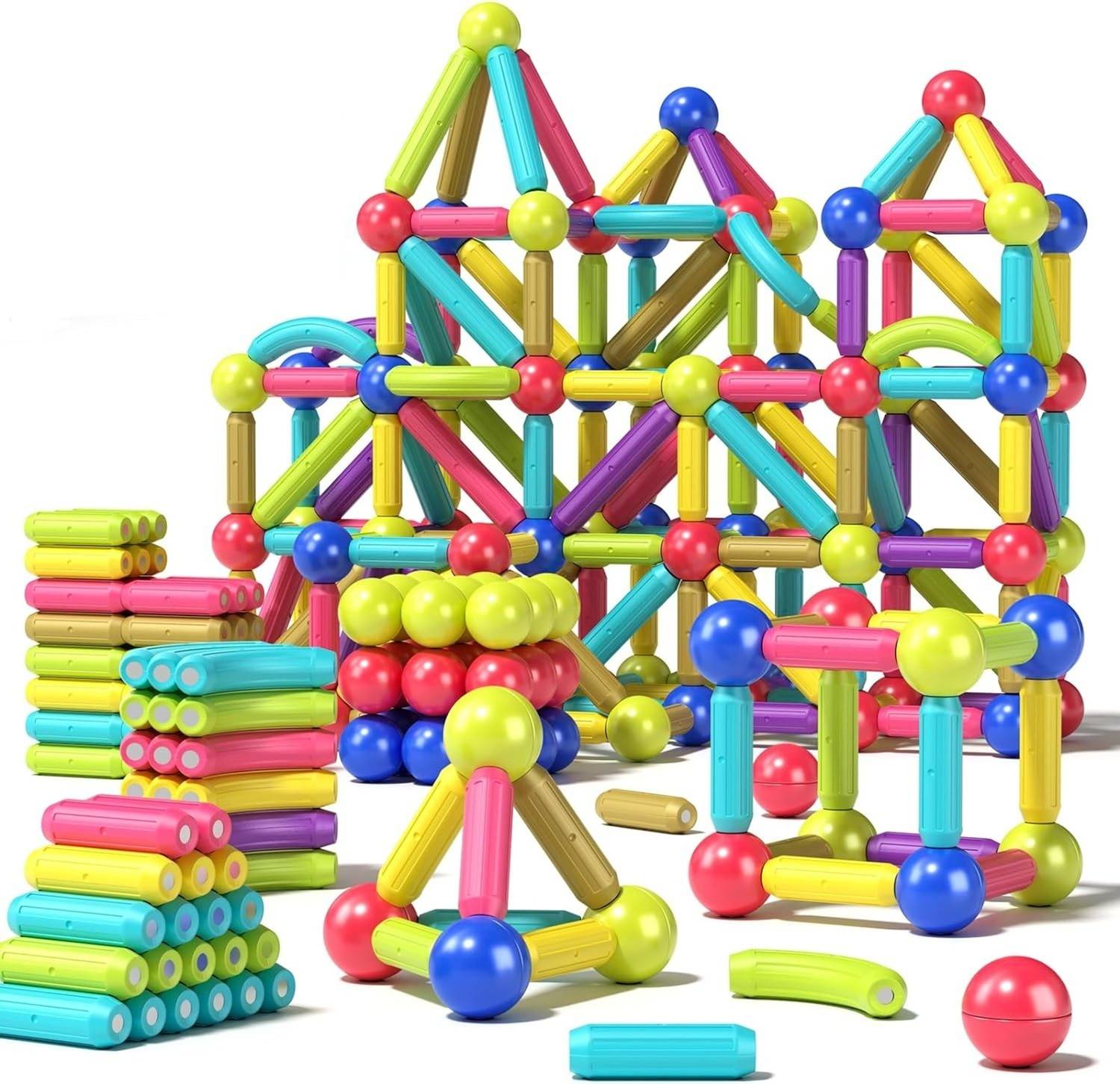 HeyKids 36 PCs Magnetic Building Stick Blocs For Kids, Activities...mo